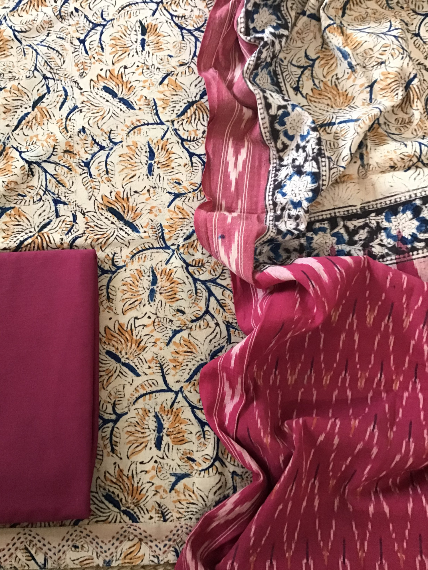 Pure Cotton Printed Embroidered Suit -Beige