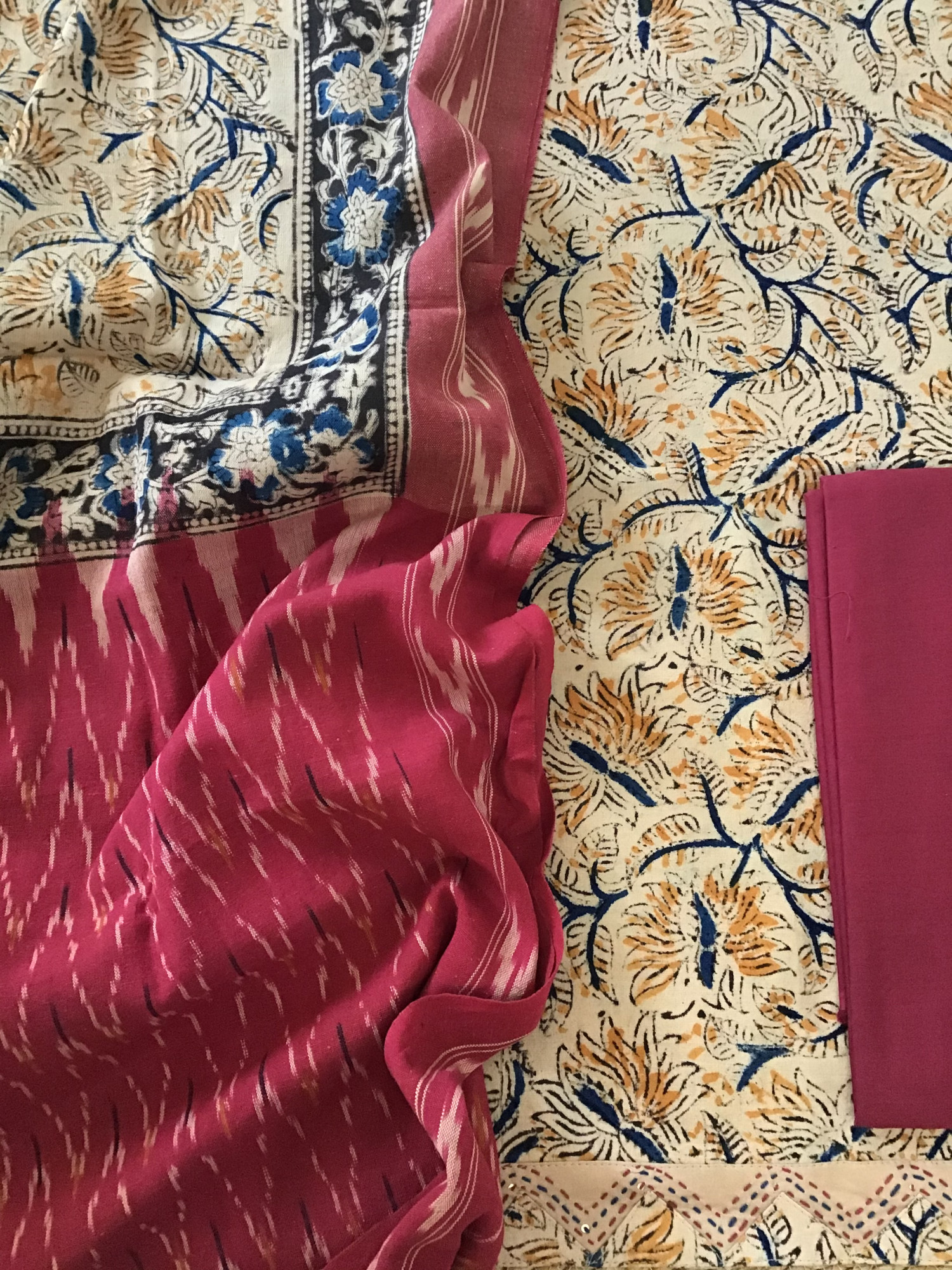 Pure Cotton Printed Embroidered Suit -Beige