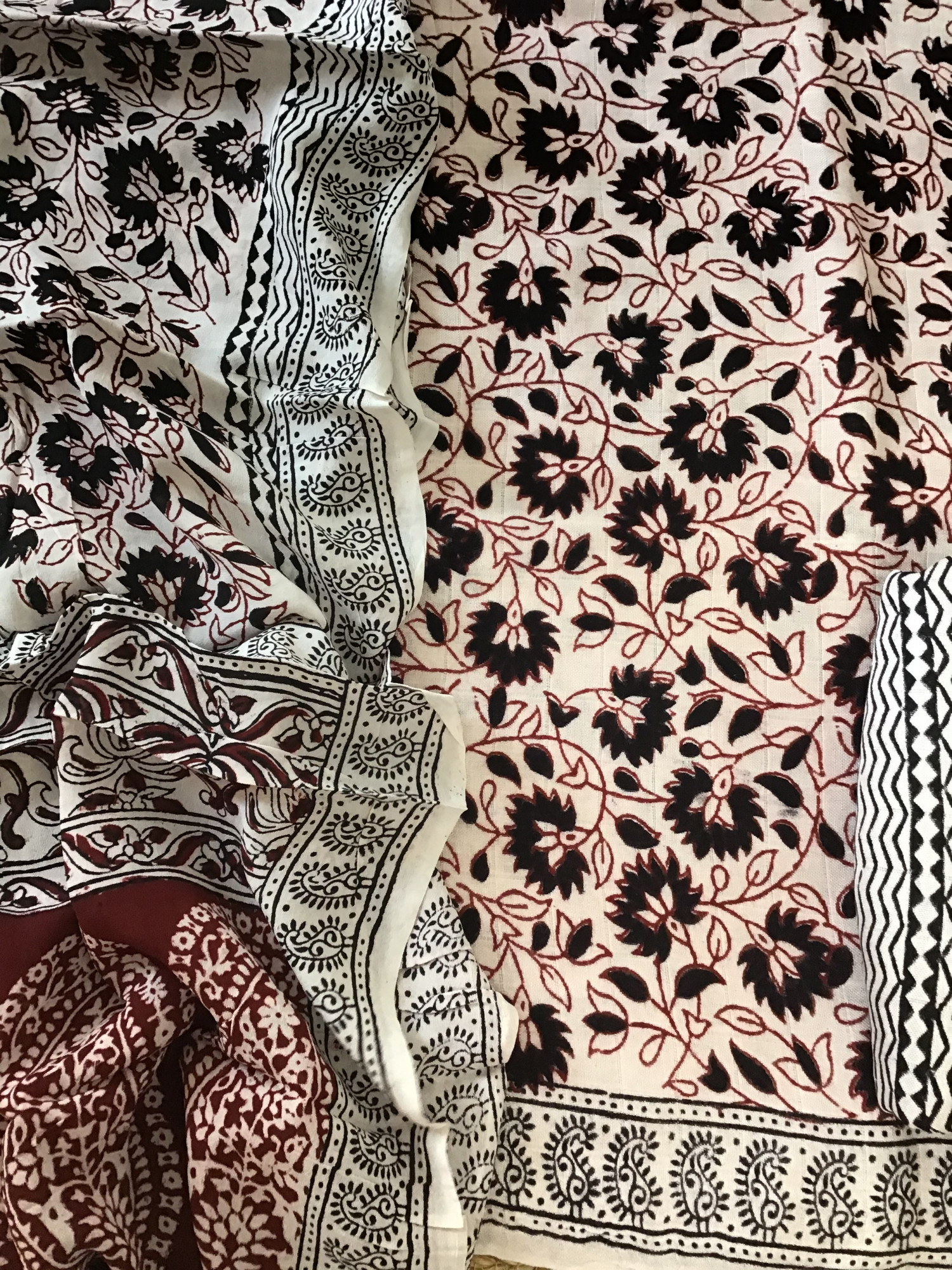 Soft Linen Jute Cotton Silk Printed Suit - Offwhite