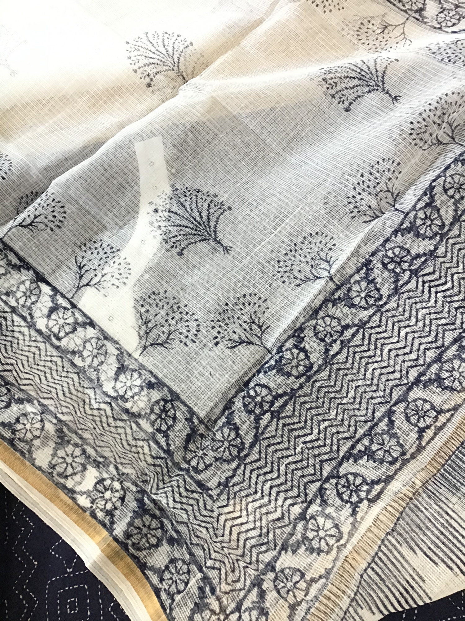 Pure Cotton Embroidered Suit - Blue