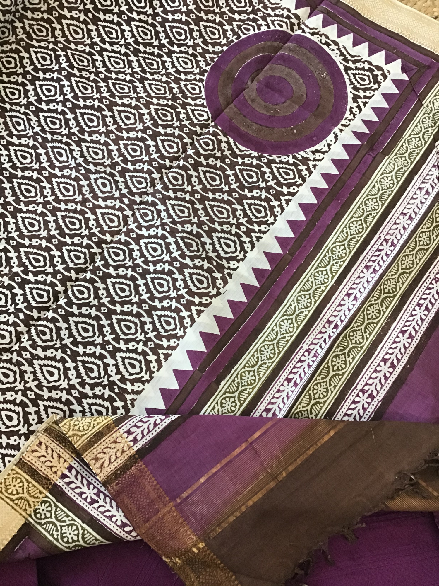 Pure Cotton Silk Embroidered Suit - Purple