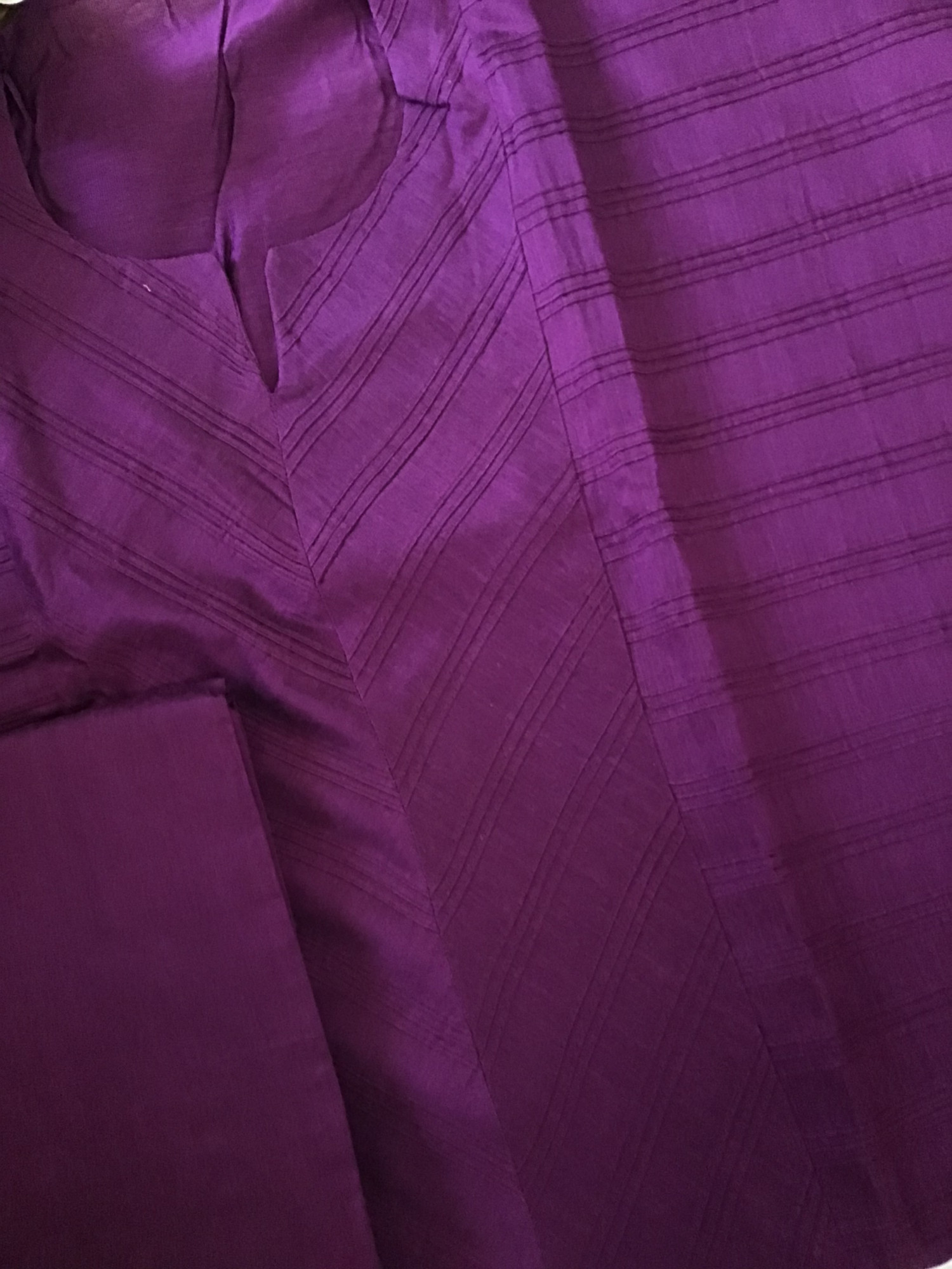 Pure Cotton Silk Embroidered Suit - Purple