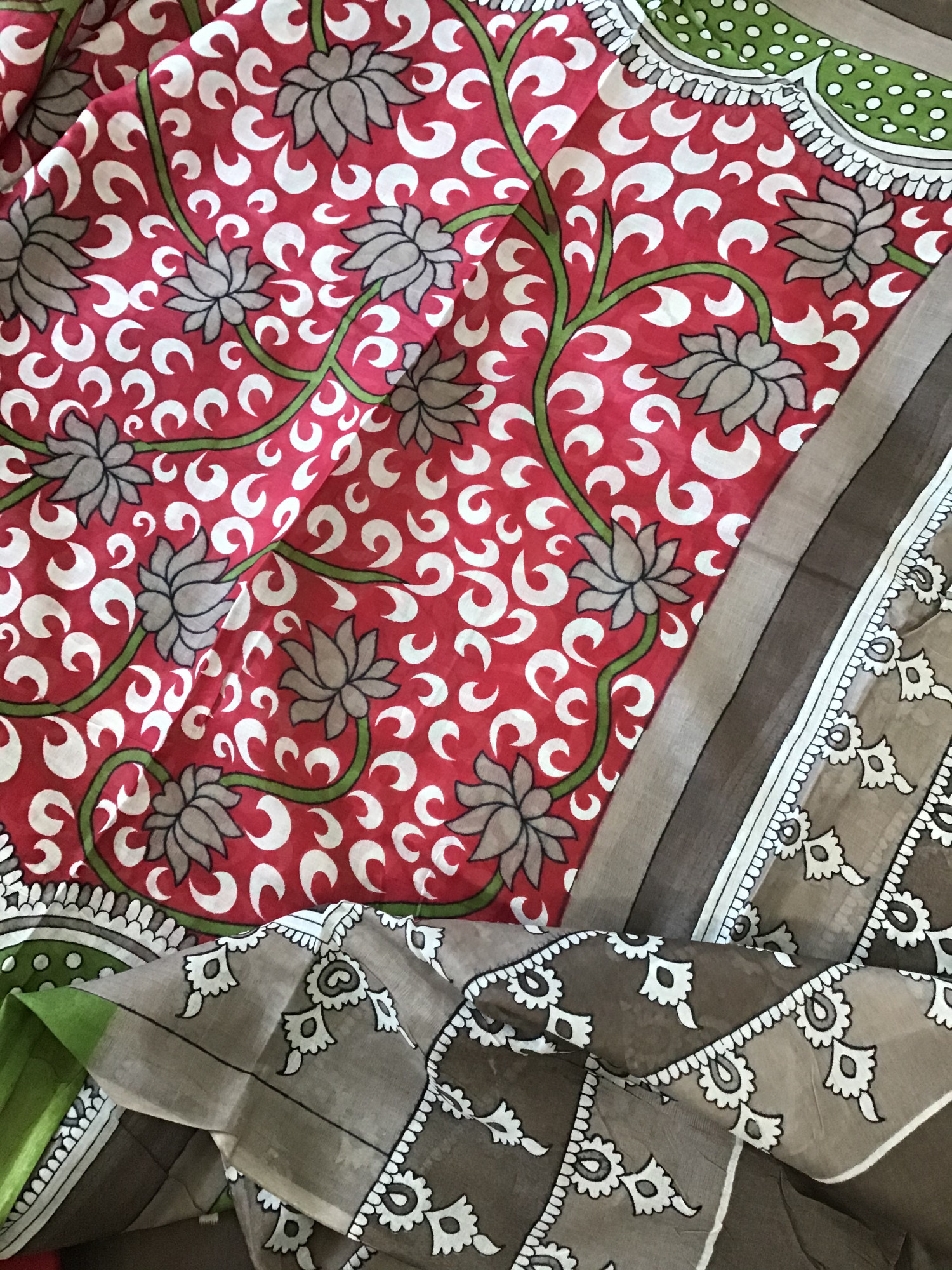 Pure Cotton Printed Embroidered Suit - Brown