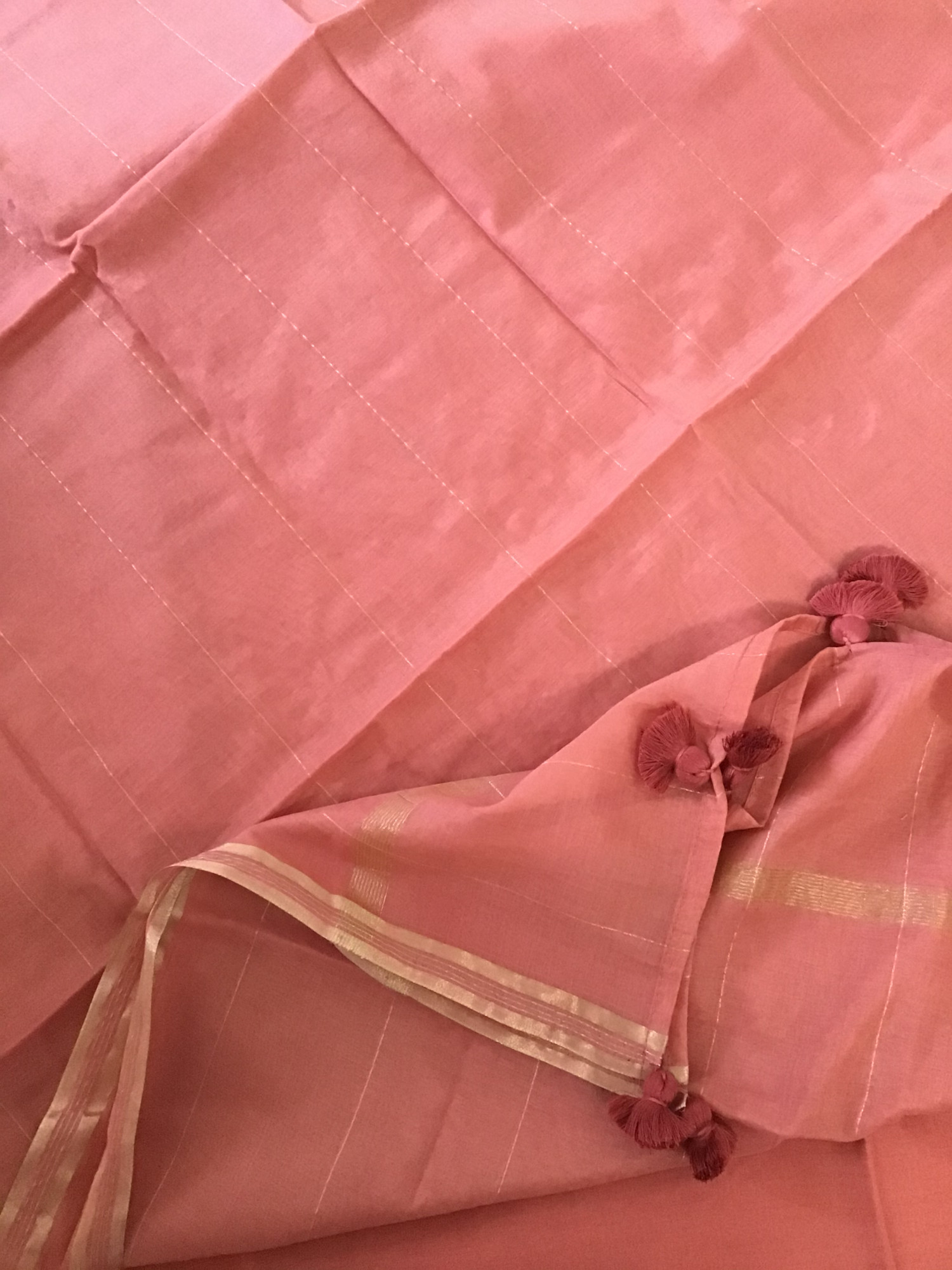 Pure Chanderi Embroidered Suit - Peach