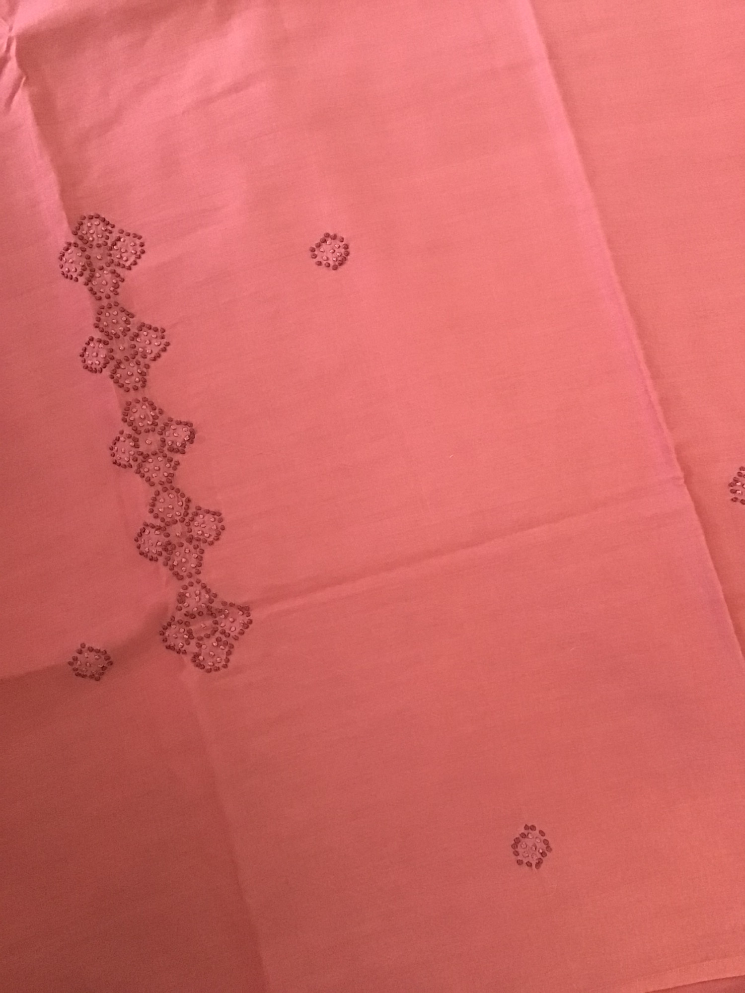 Pure Chanderi Embroidered Suit - Peach