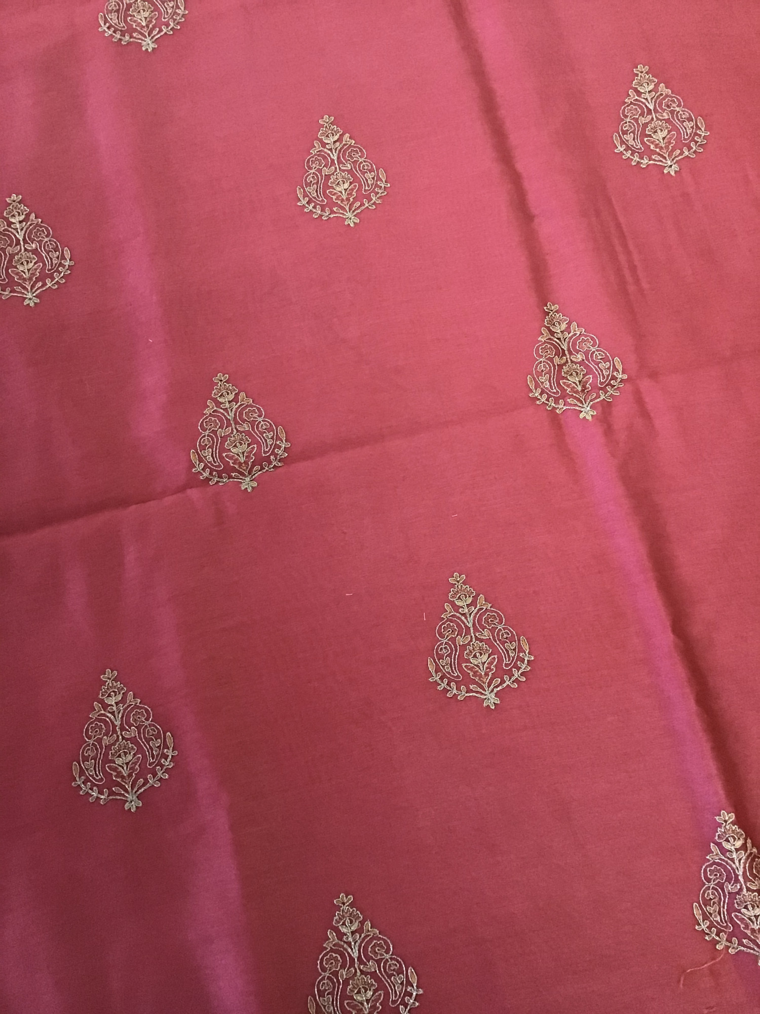 Pure Chanderi Embroidered Suit - Pink