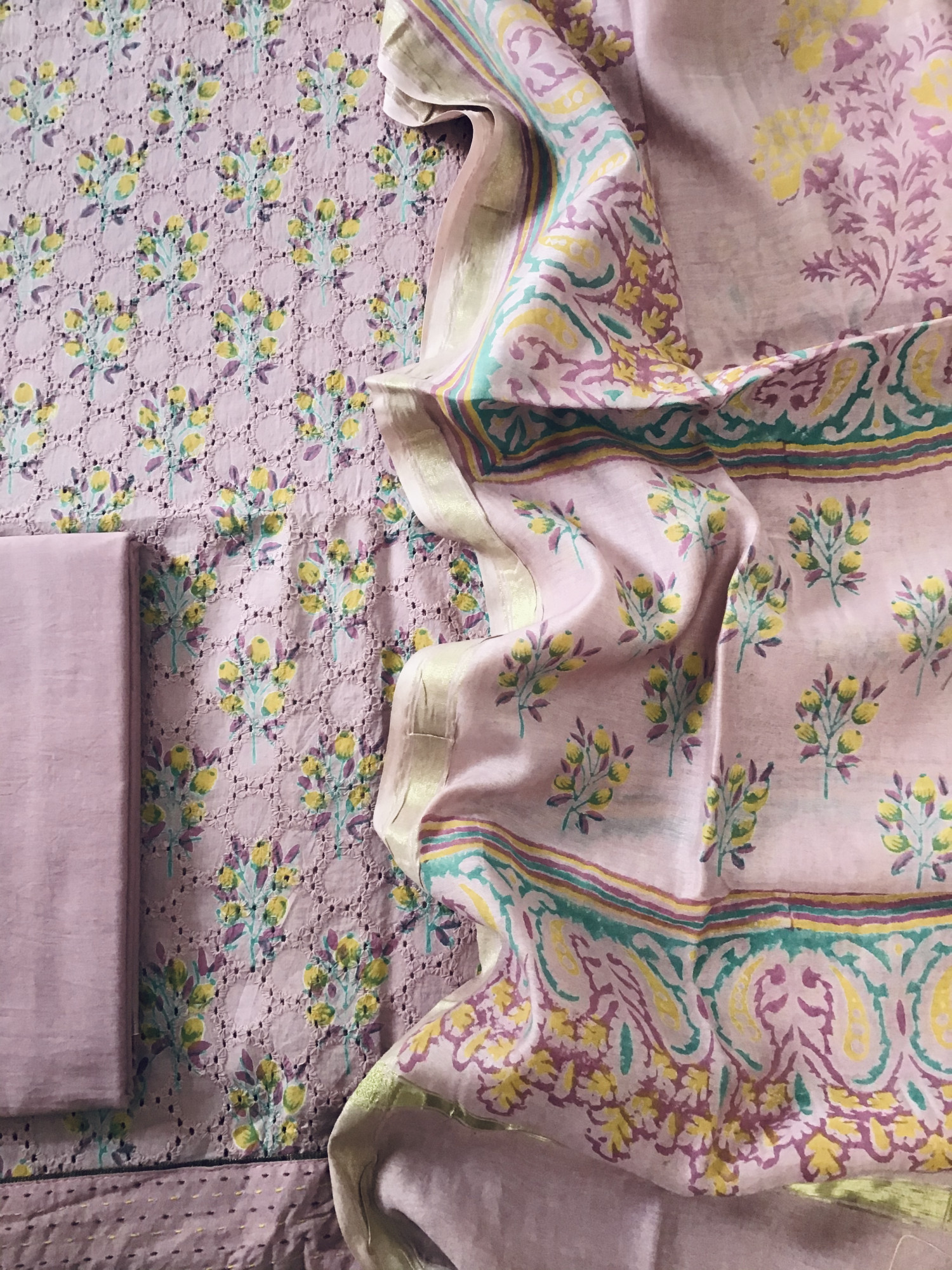 Pure Cotton Printed Embroidered Suit - Pink