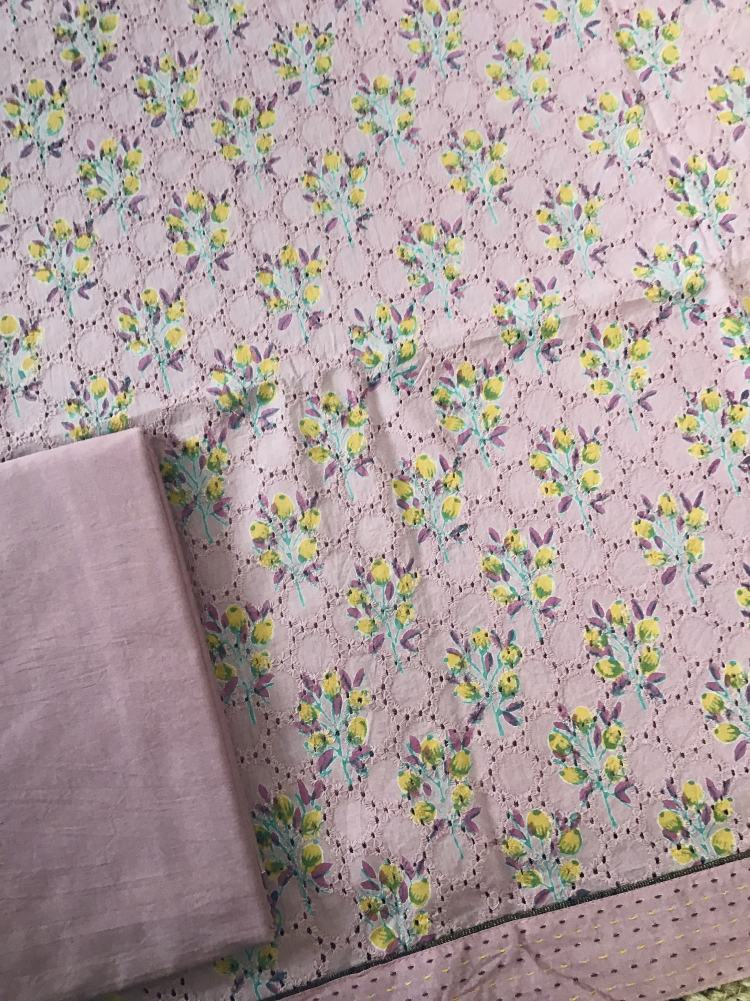 Pure Cotton Printed Embroidered Suit - Pink