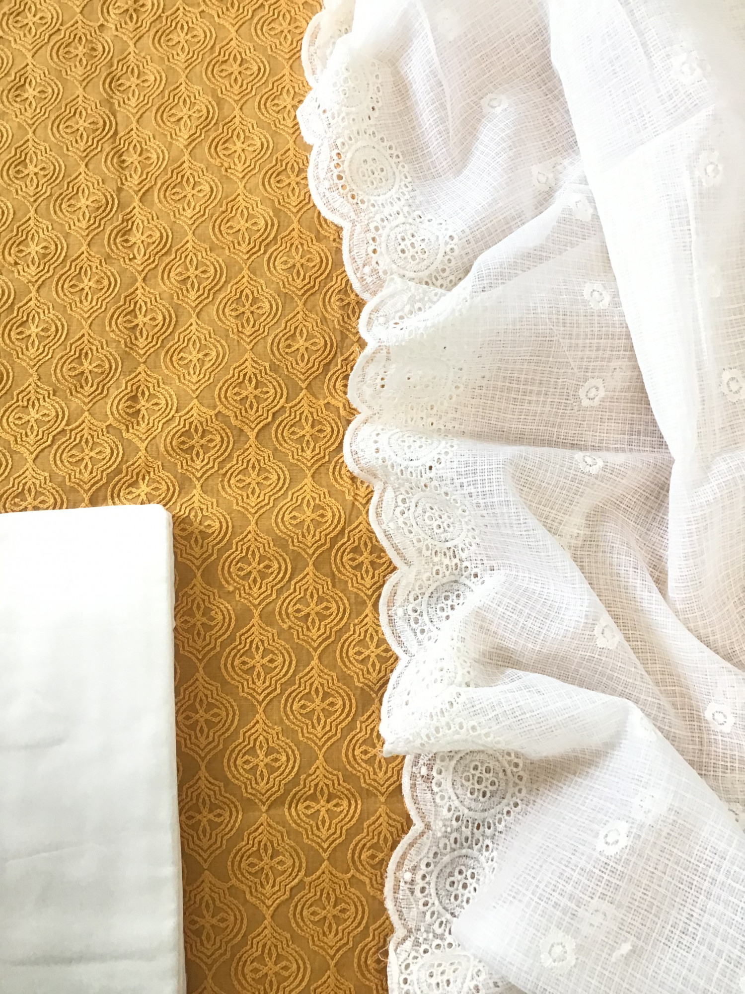 Soft Slub Chanderi Embroidered Suit - Yellow