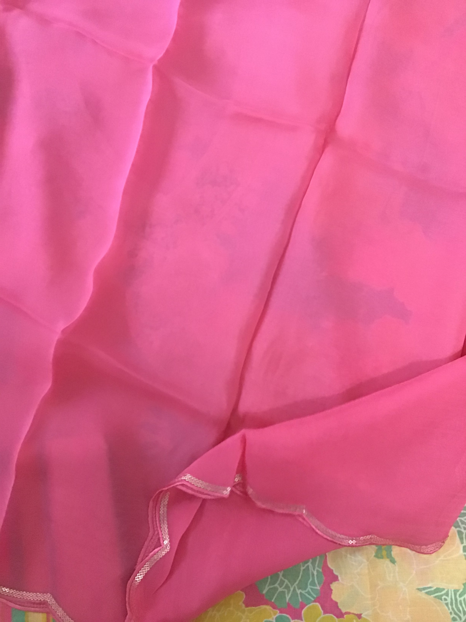 Pure Muslin Silk Printed Embroidered Suit - Pink