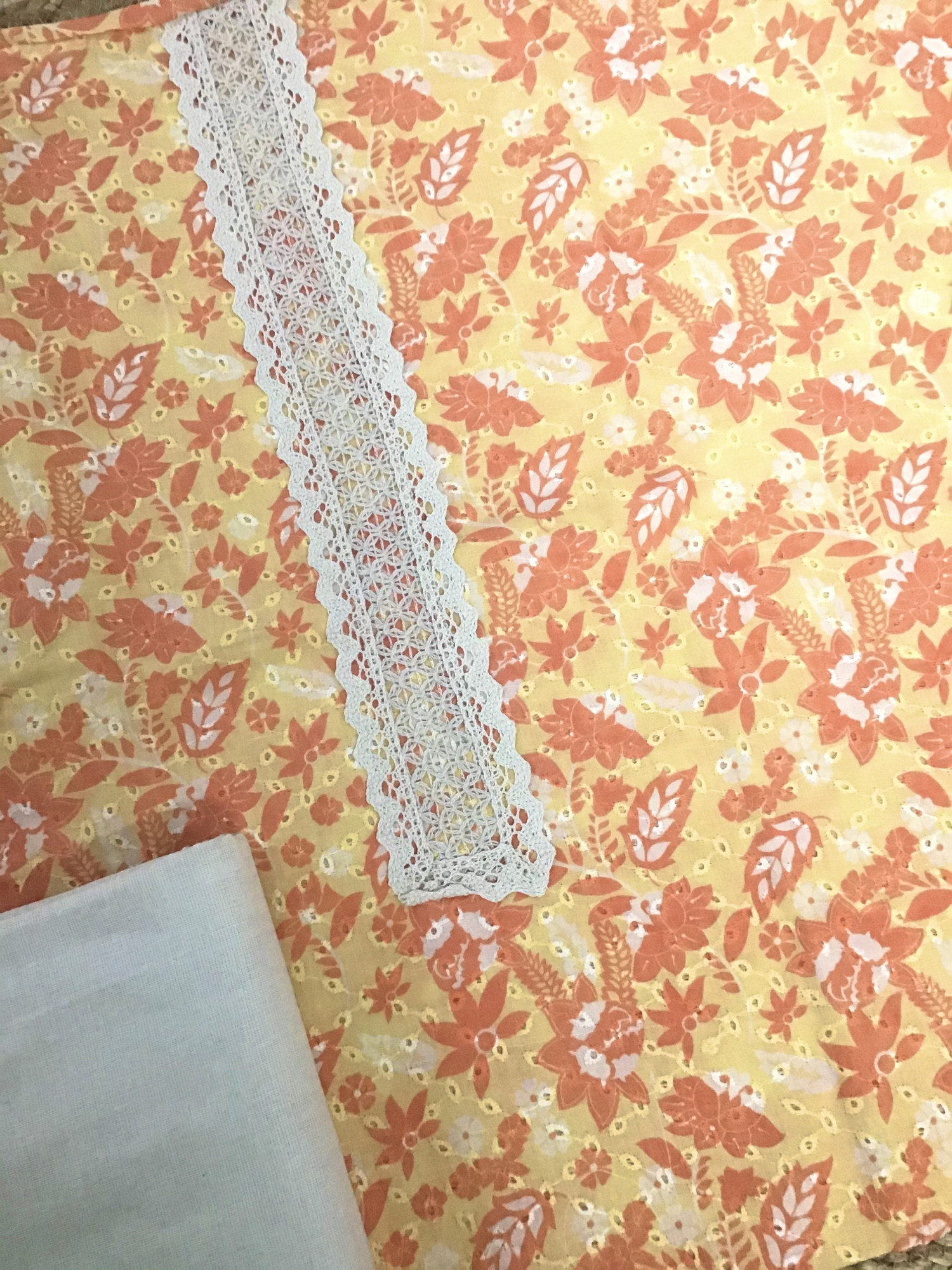 Pure Cotton Printed Embroidered Suit - YELLOW