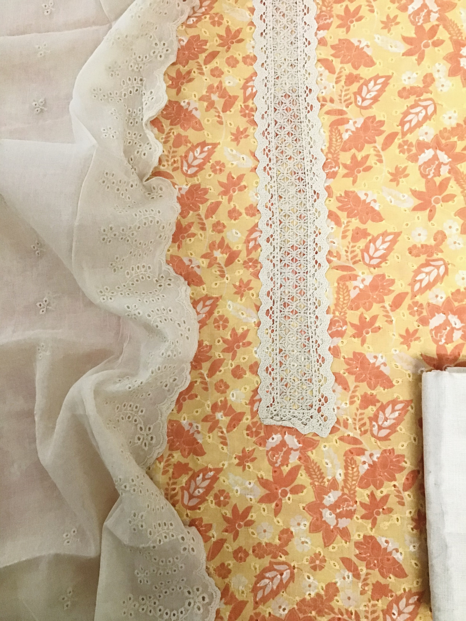 Pure Cotton Printed Embroidered Suit - YELLOW