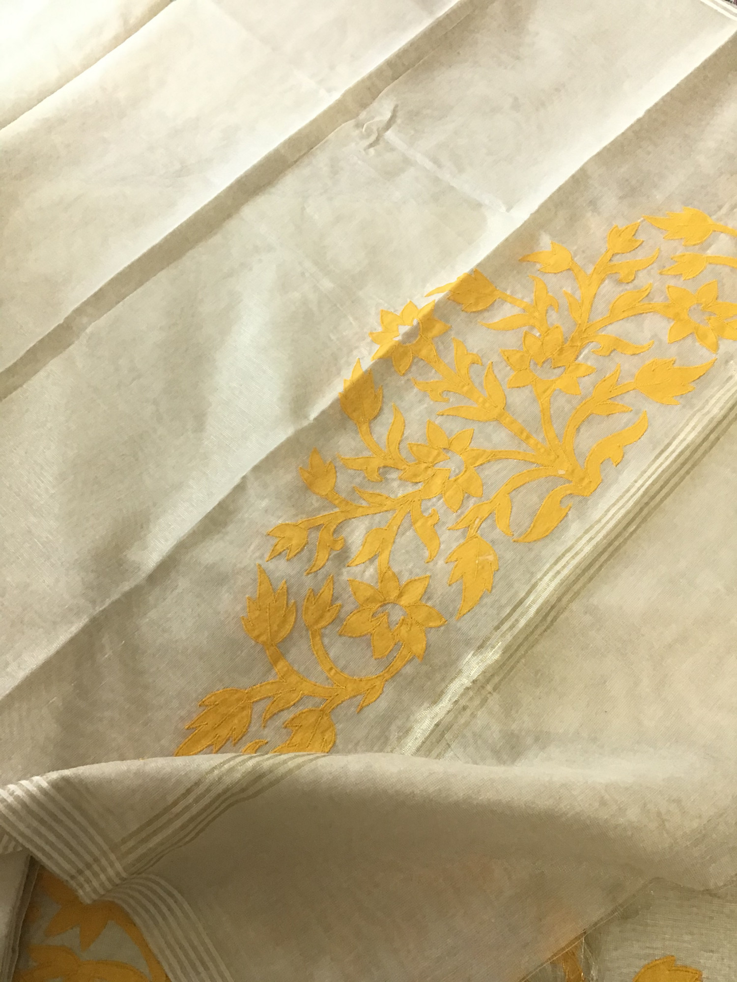 Soft Tissue Chanderi Embroidered Suit - BeigeYellow
