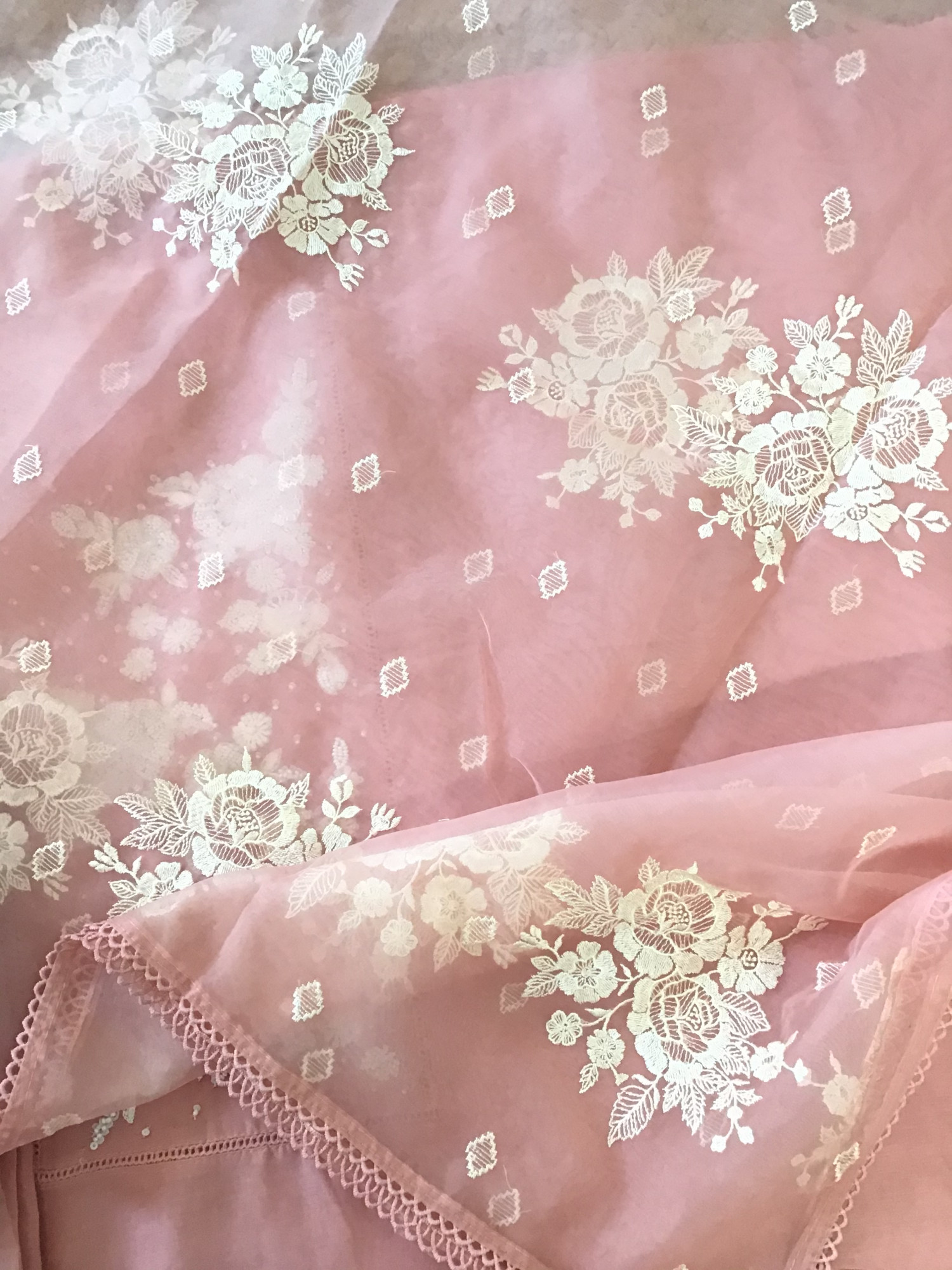 Pure Chanderi Embroidered Suit - Peach