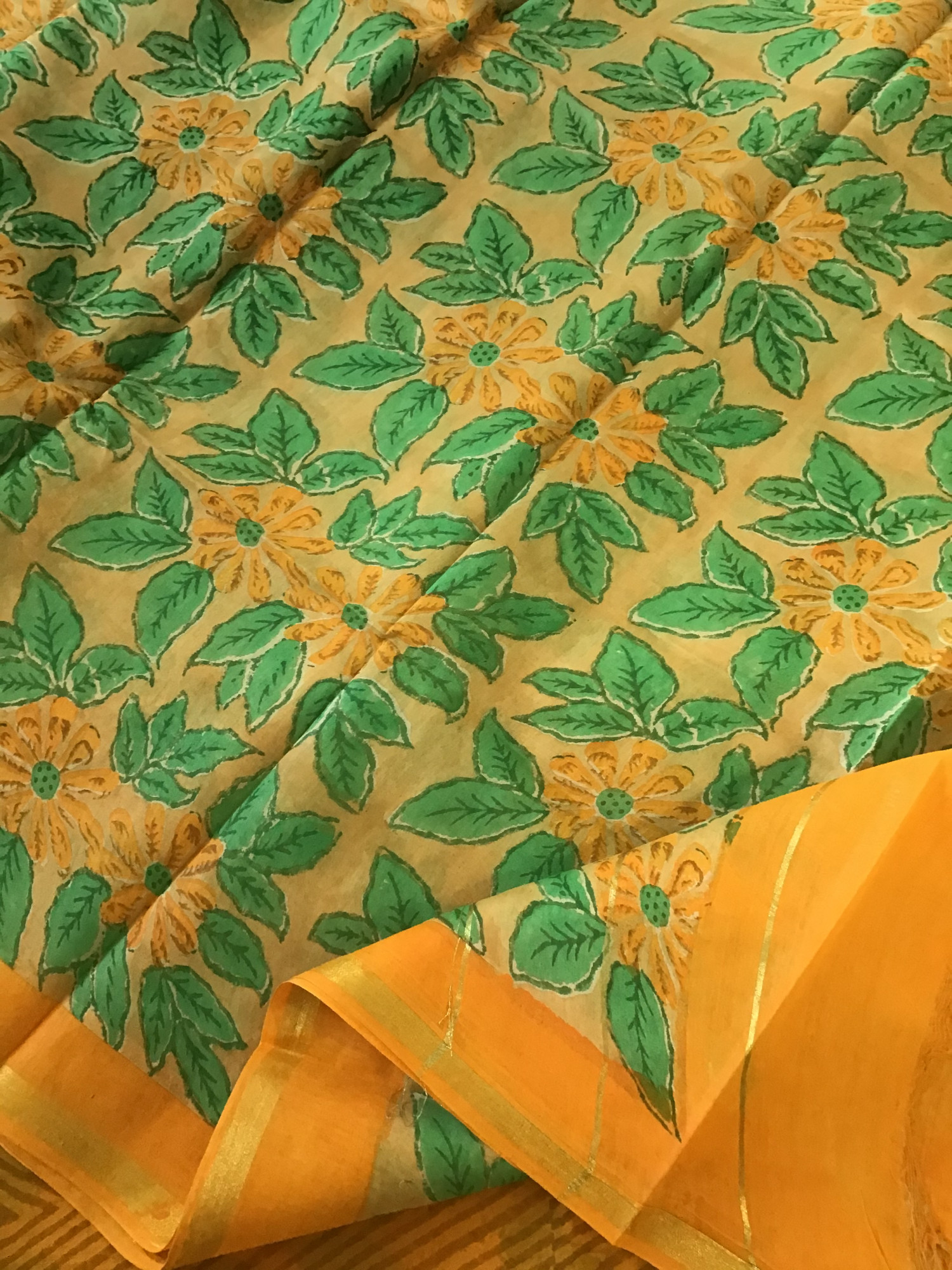 Soft Chanderi Printed Suit - Yellow