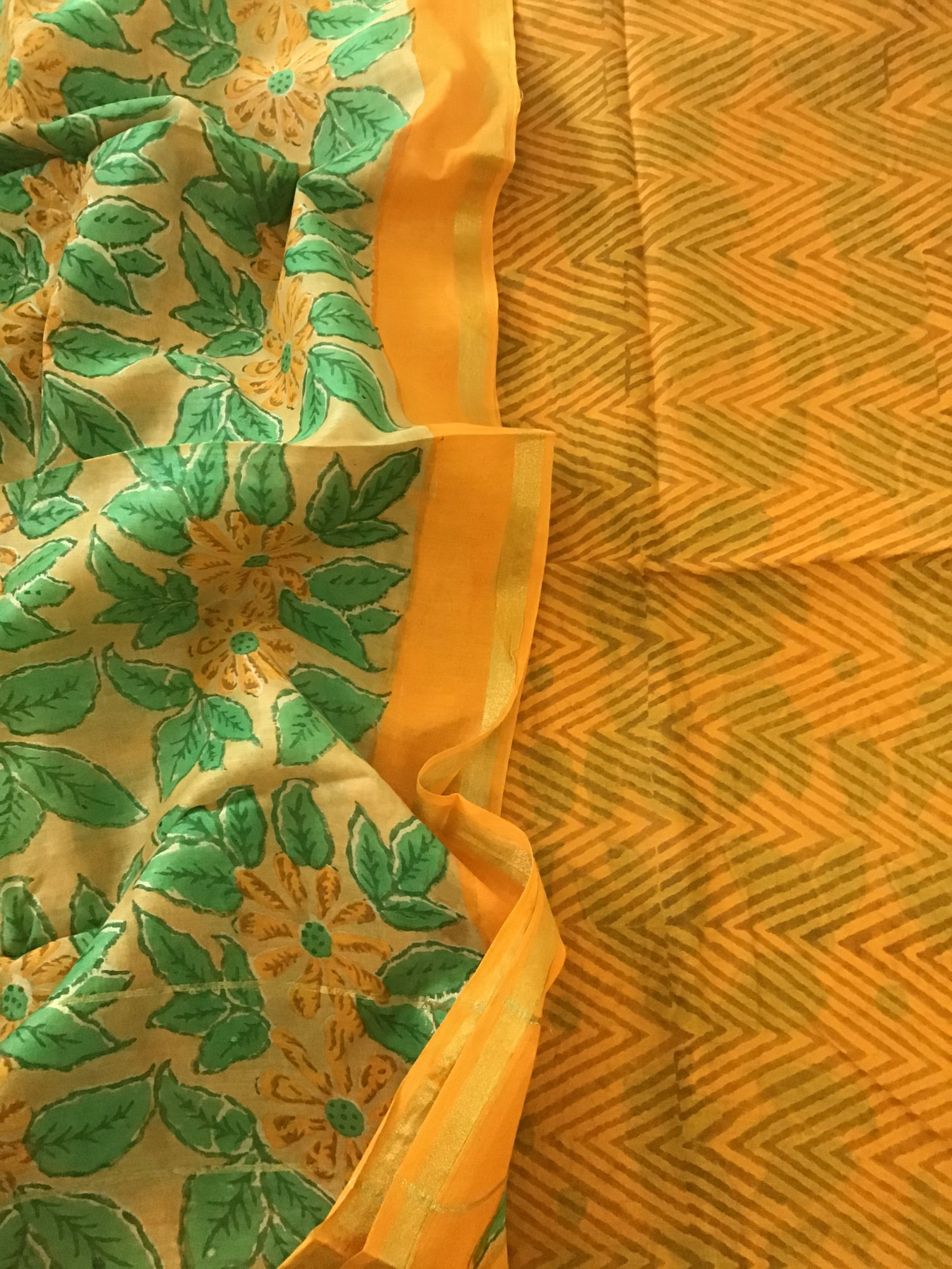 Soft Chanderi Printed Suit - Yellow