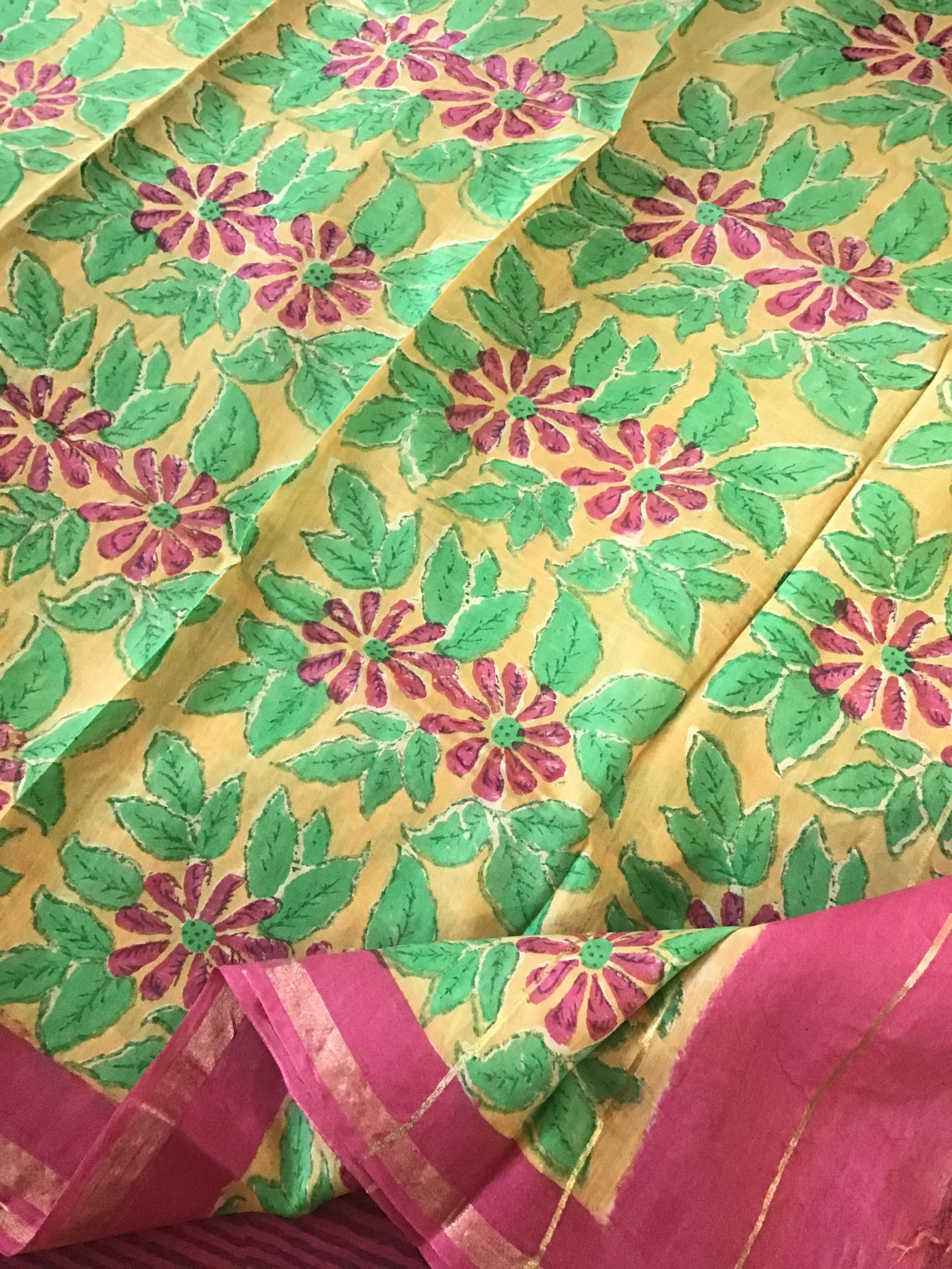 Soft Chanderi Printed Suit - Magenta