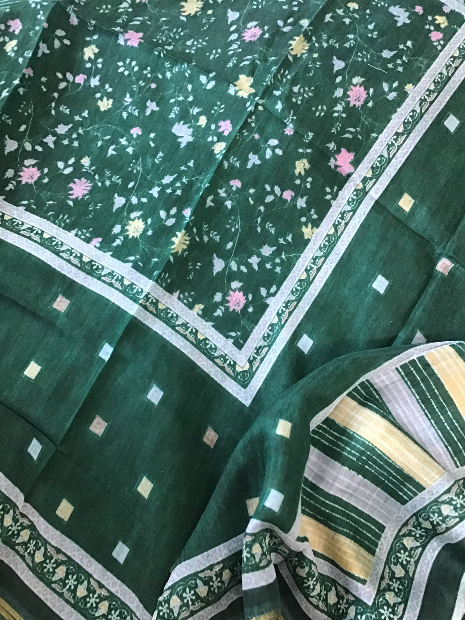 Pure Muslin Printed Embroidered Suit - Green