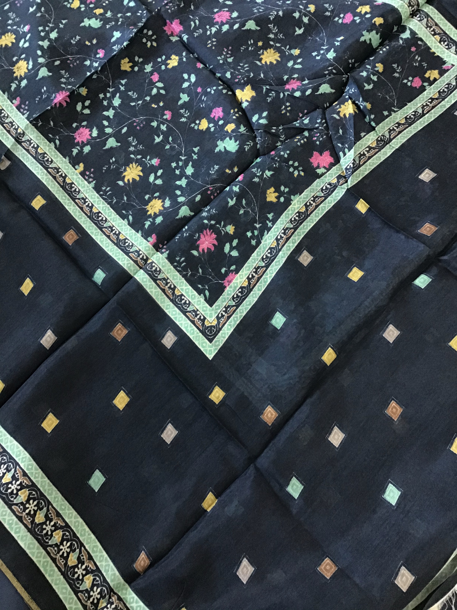 Pure Muslin Printed Embroidered Suit - Blue