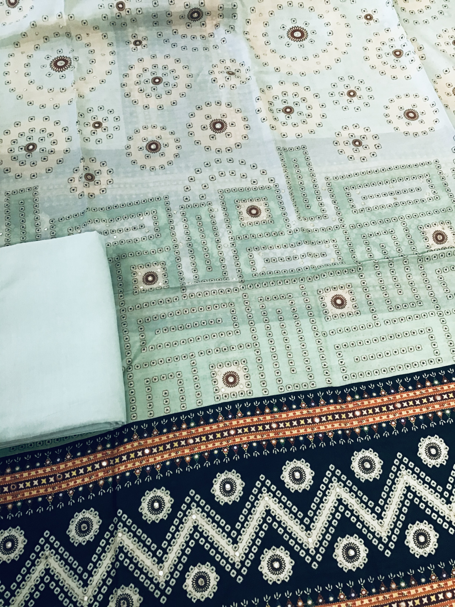 Pure Muslin Printed Embroidered Suit - Blue