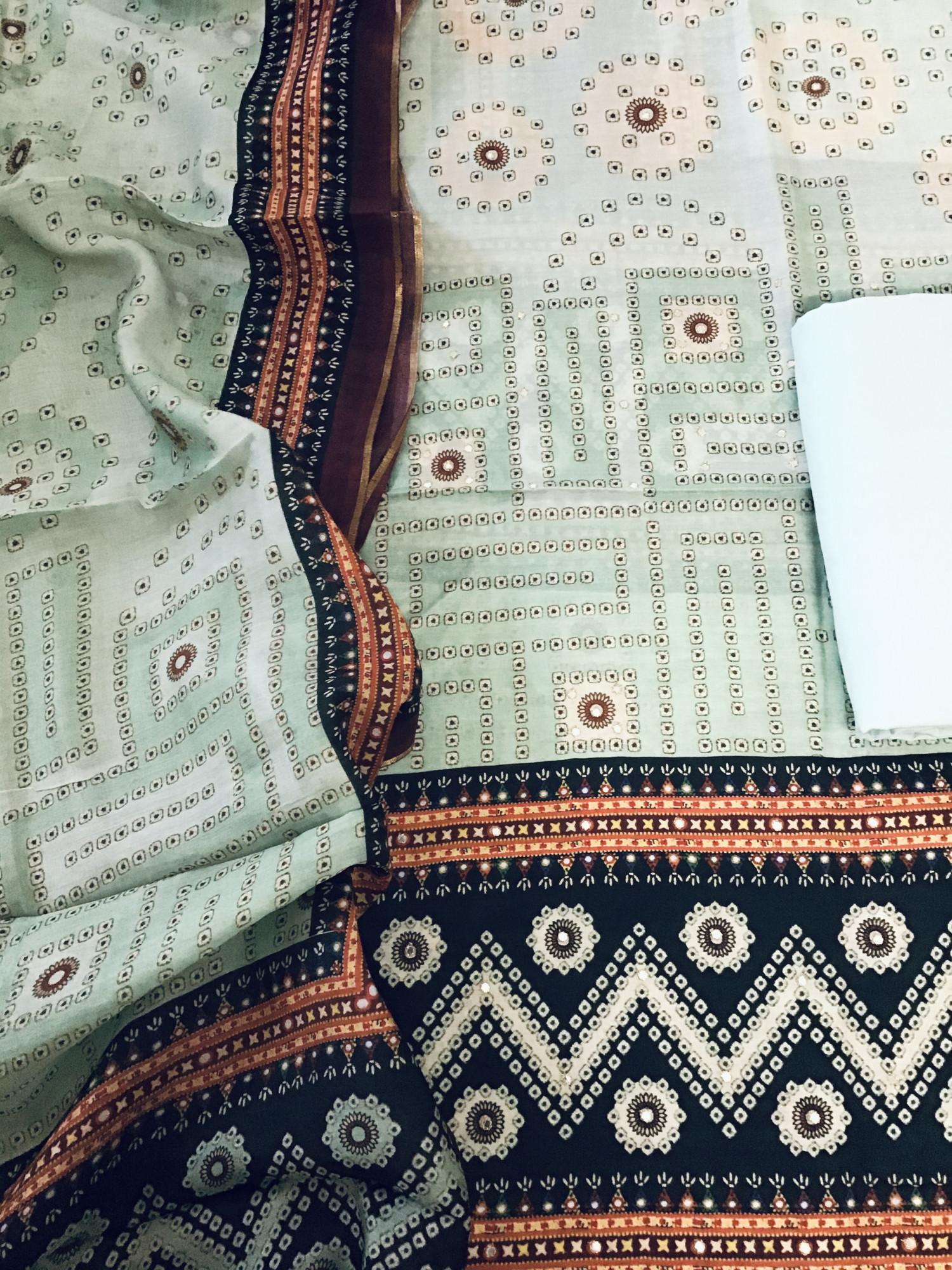 Pure Muslin Printed Embroidered Suit - Blue