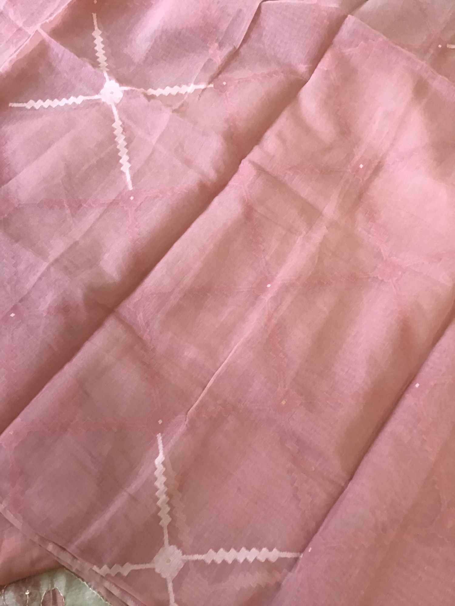 Soft Slub Chanderi Jamdani Weaved Embroidered Suit - Beige