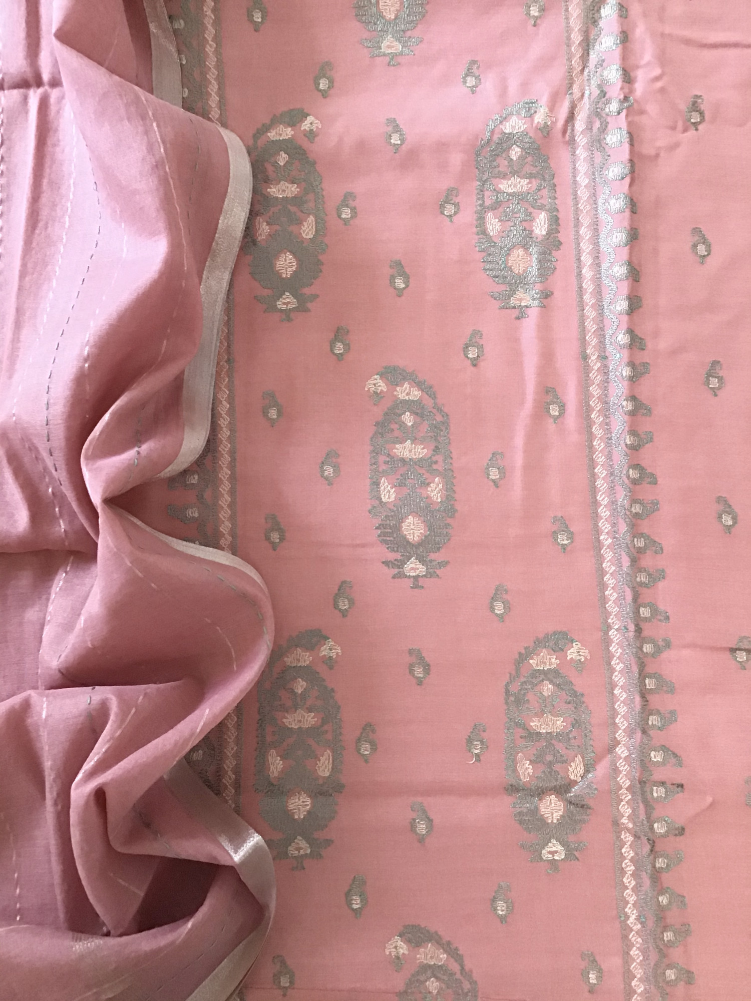 Pure Chanderi Embroidered Suit - Pink