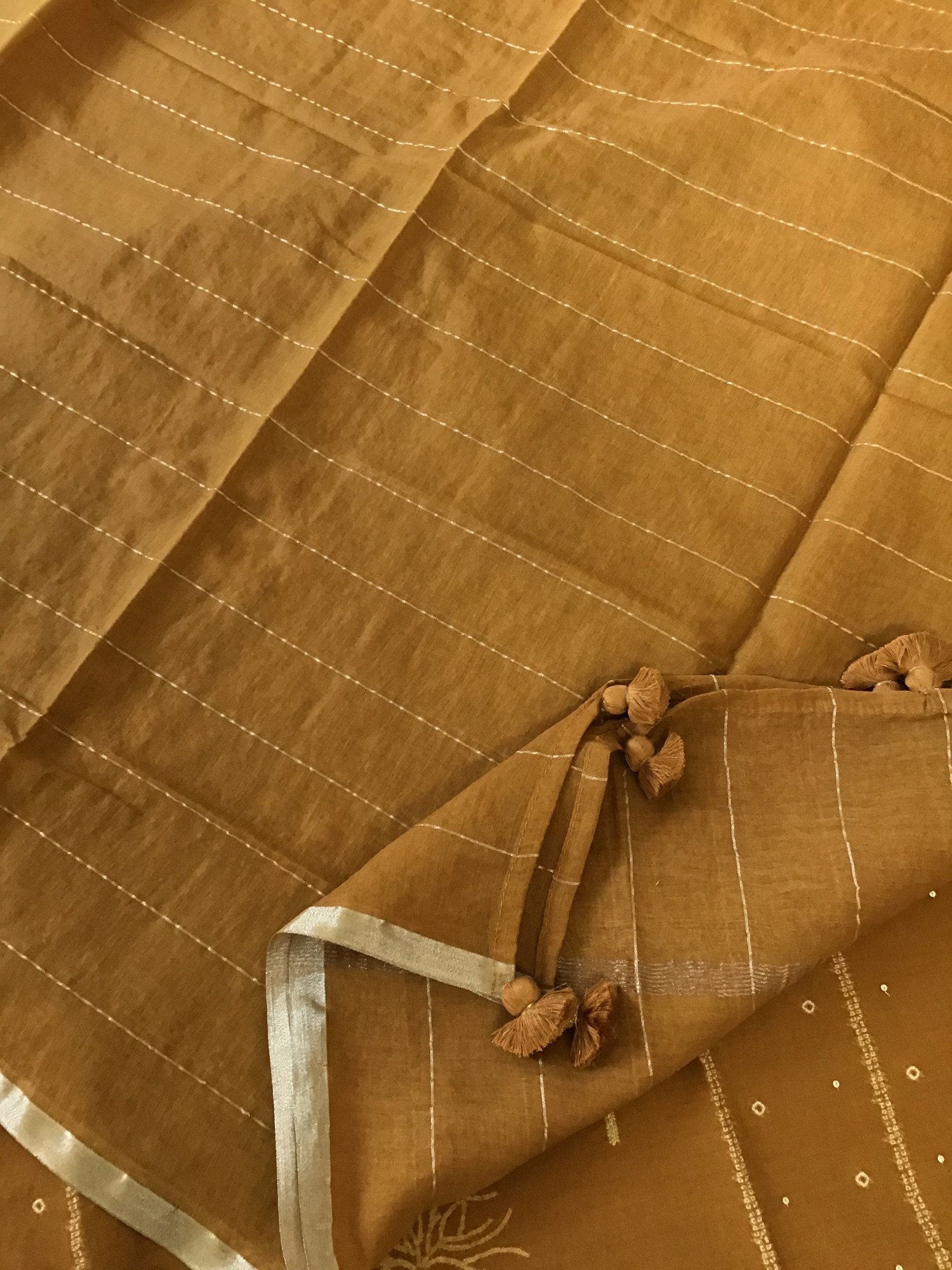 Pure Chanderi Printed Embroidered Suit - Yellow