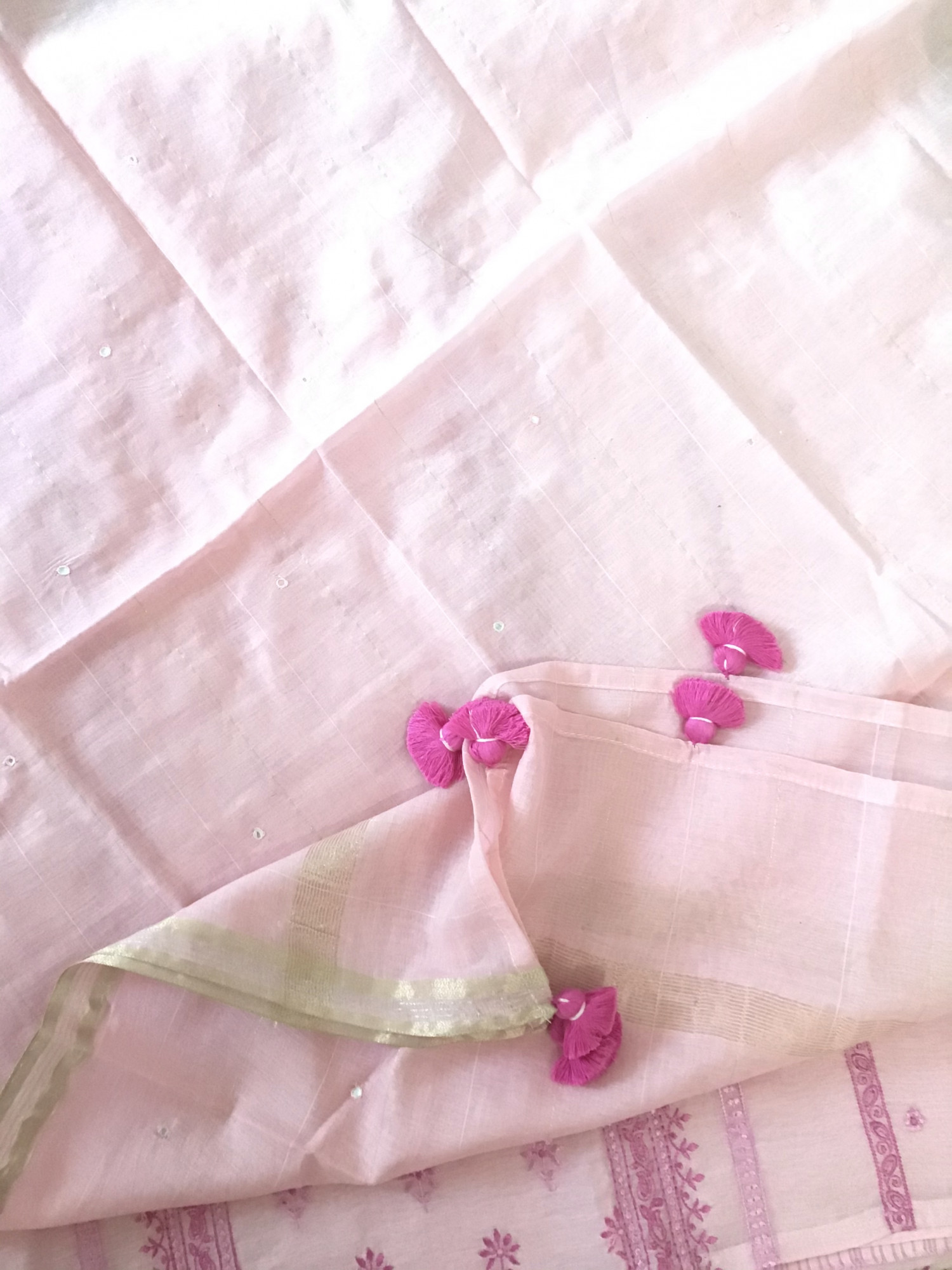 Pure Chanderi Embroidered Suit - Pink