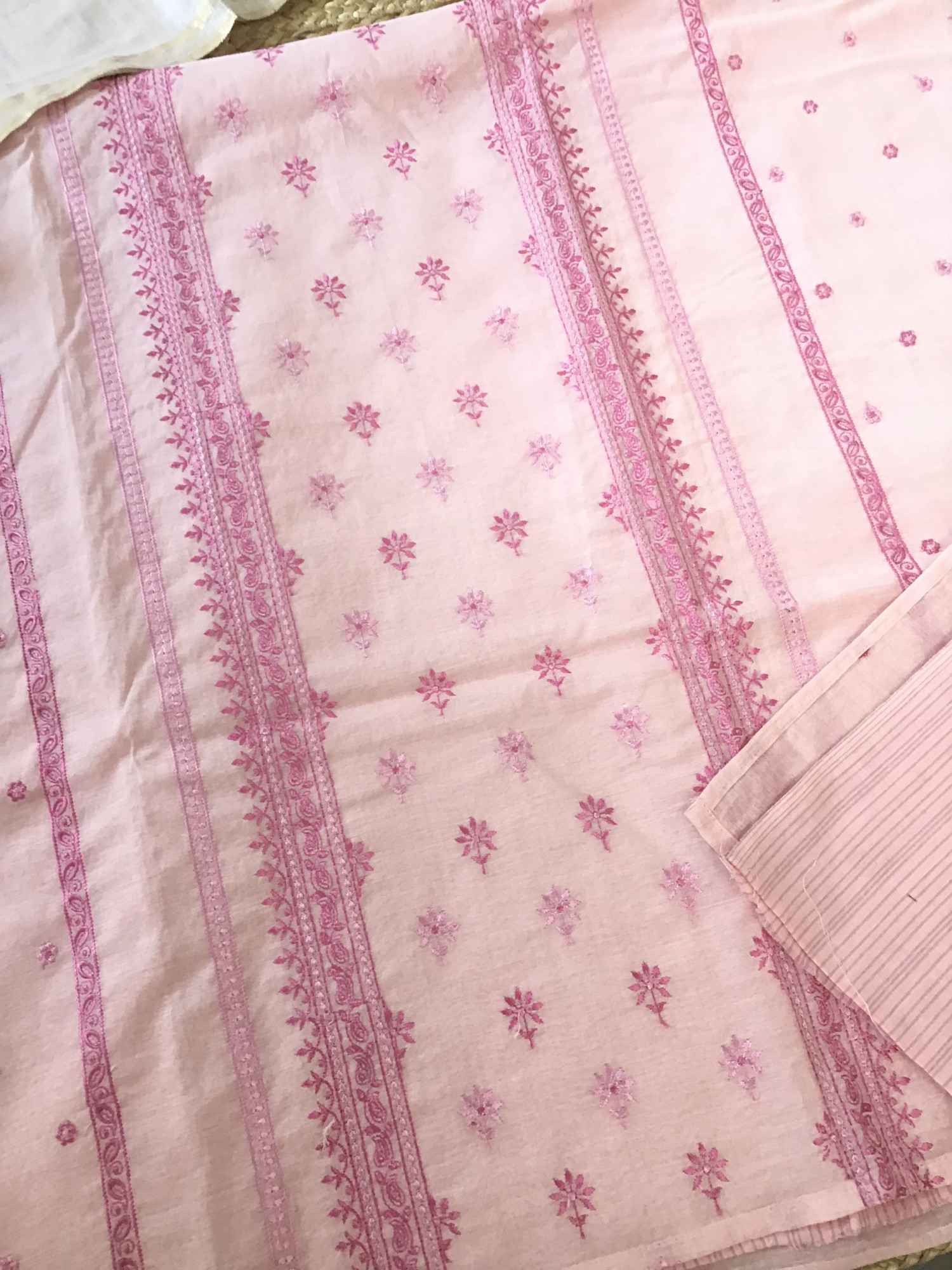 Pure Chanderi Embroidered Suit - Pink