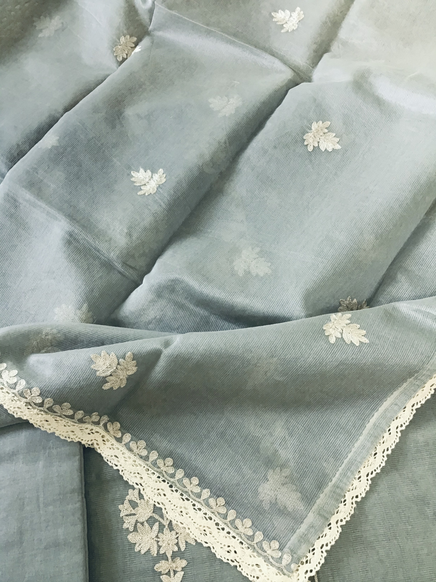 Soft Supernet Embroidered Suit - Grey