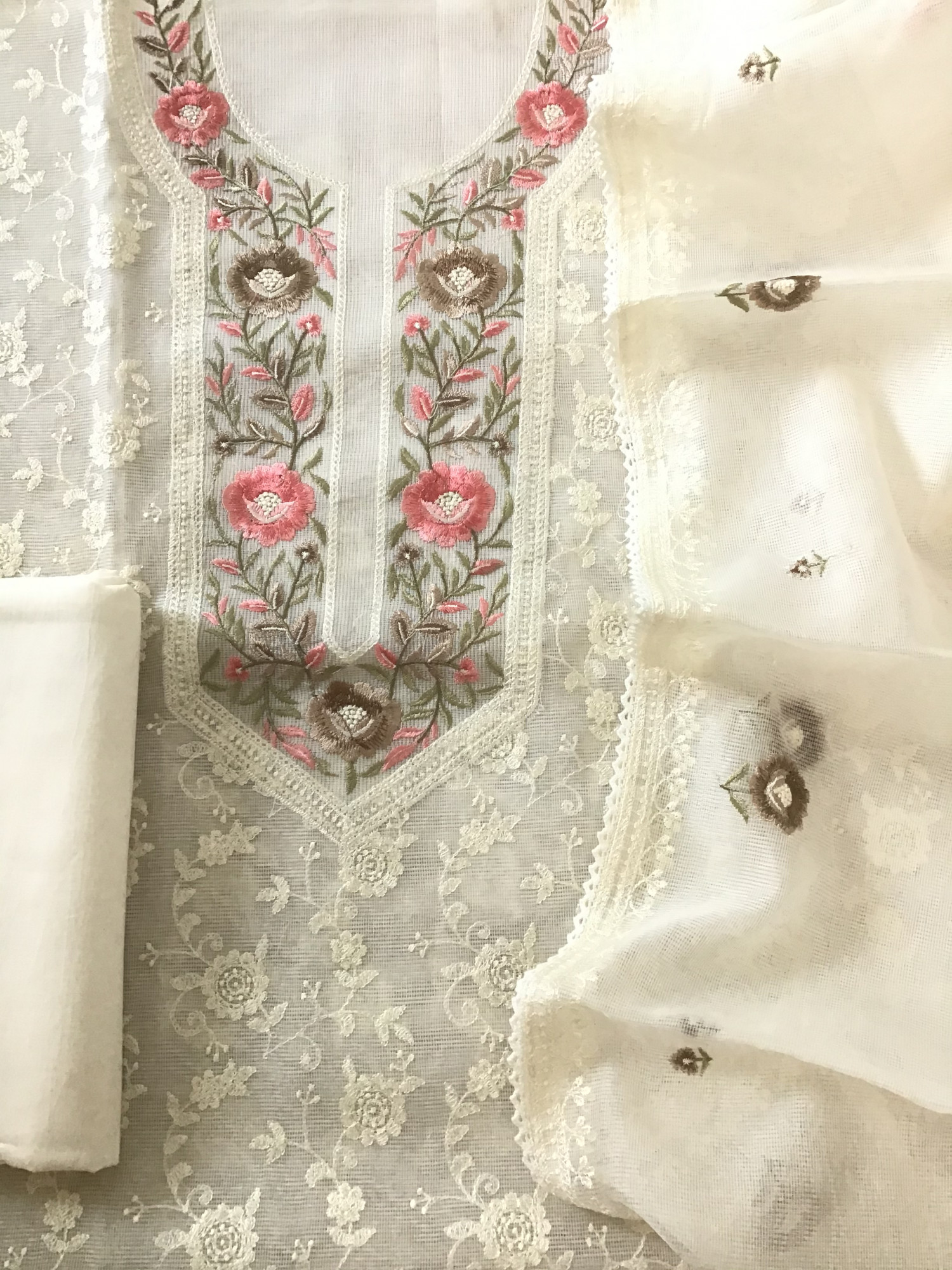 Soft Supernet Embroidered Suit - Offwhite