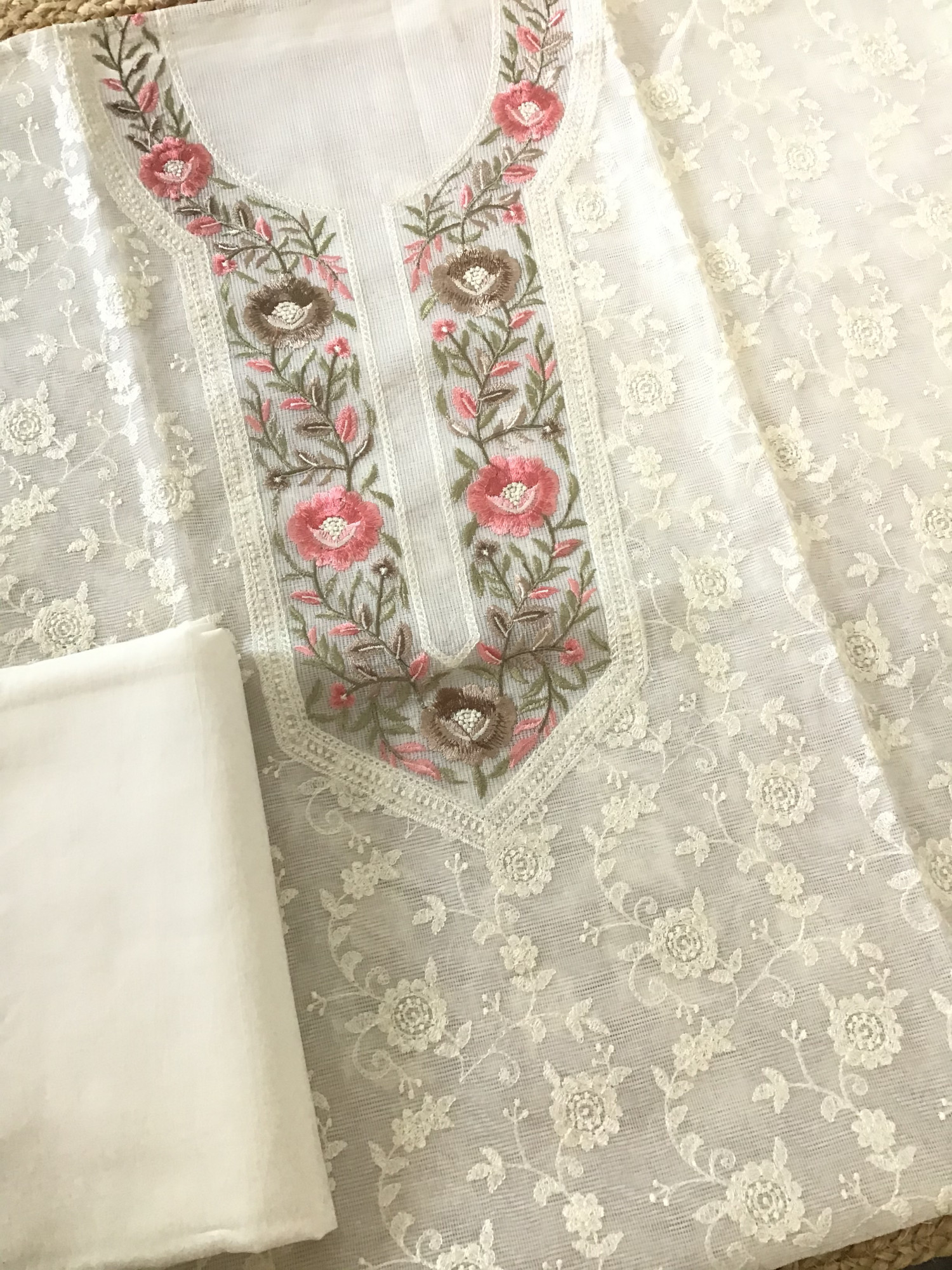 Soft Supernet Embroidered Suit - Offwhite