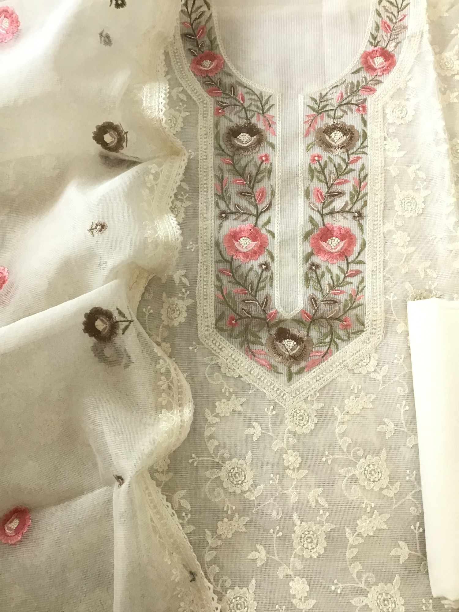 Soft Supernet Embroidered Suit - Offwhite