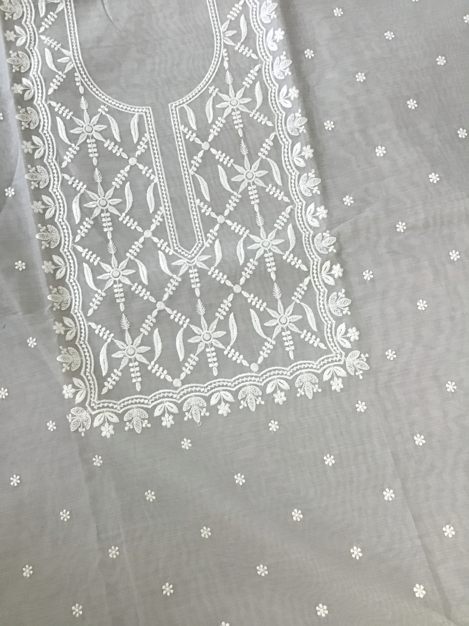 Soft Chanderi Embroidered Suit - Grey