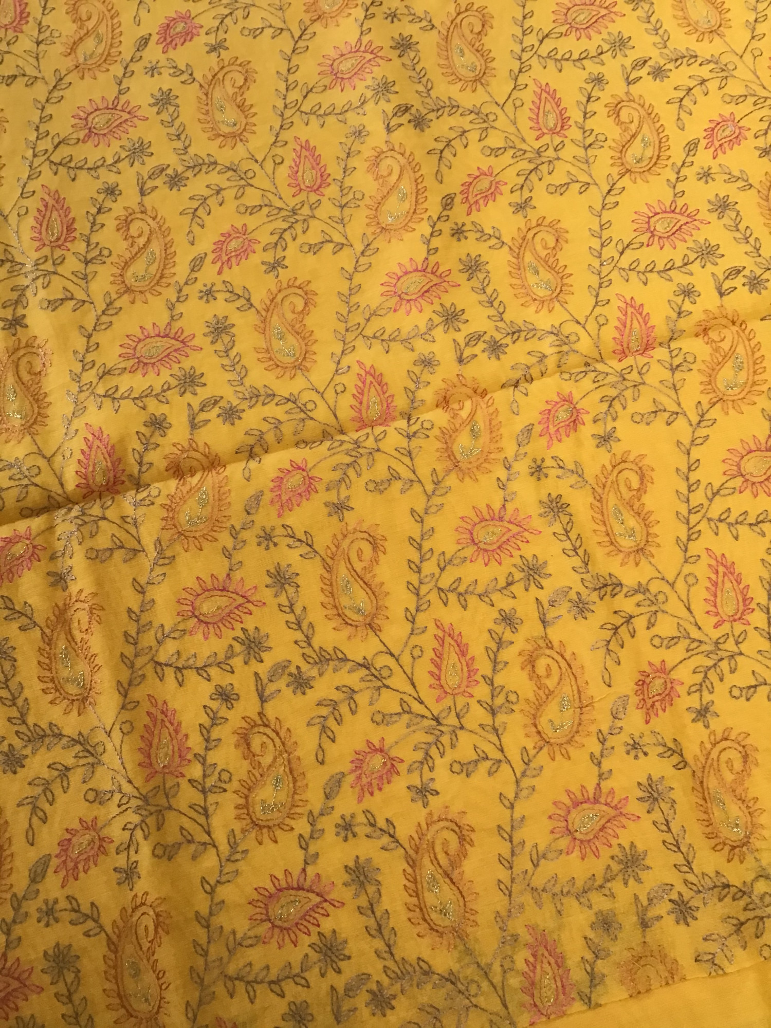 Soft Chanderi Embroidered Suit - Yellow