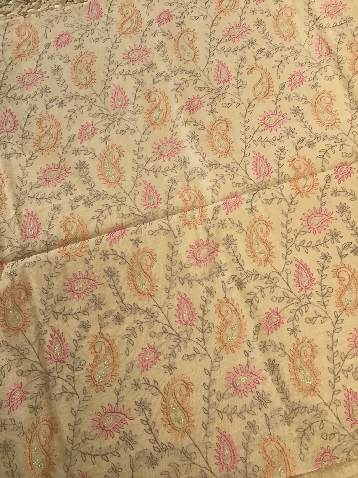 Soft Chanderi Embroidered Suit - Beige