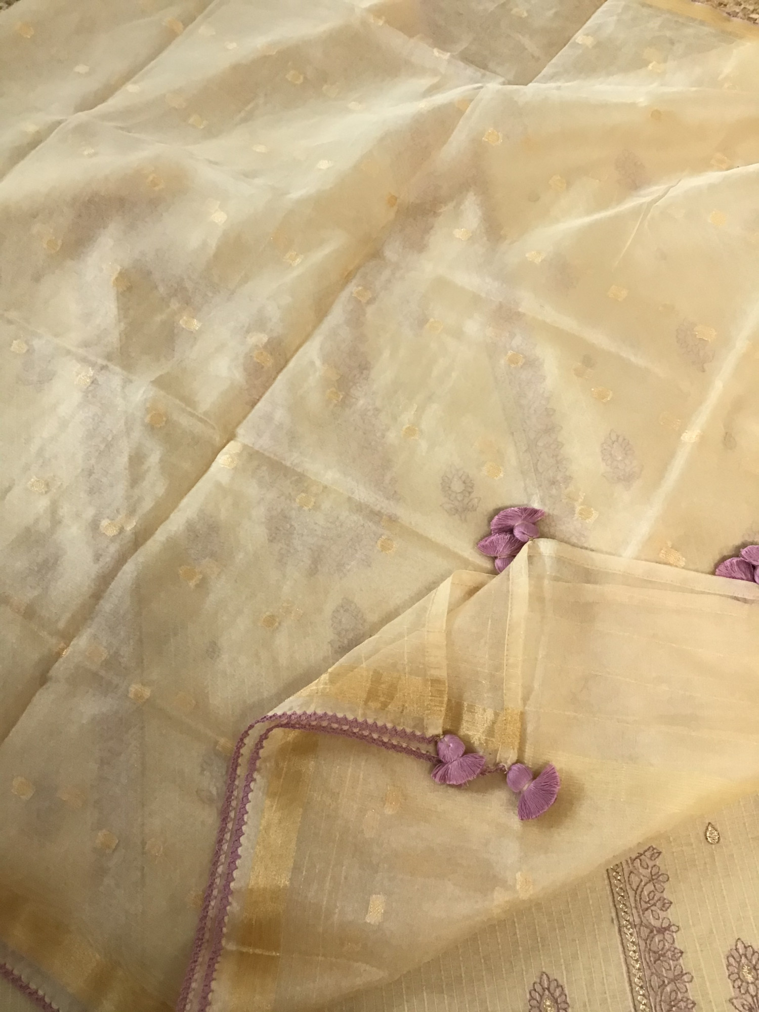 Soft Chanderi Embroidered Suit - BeigePink