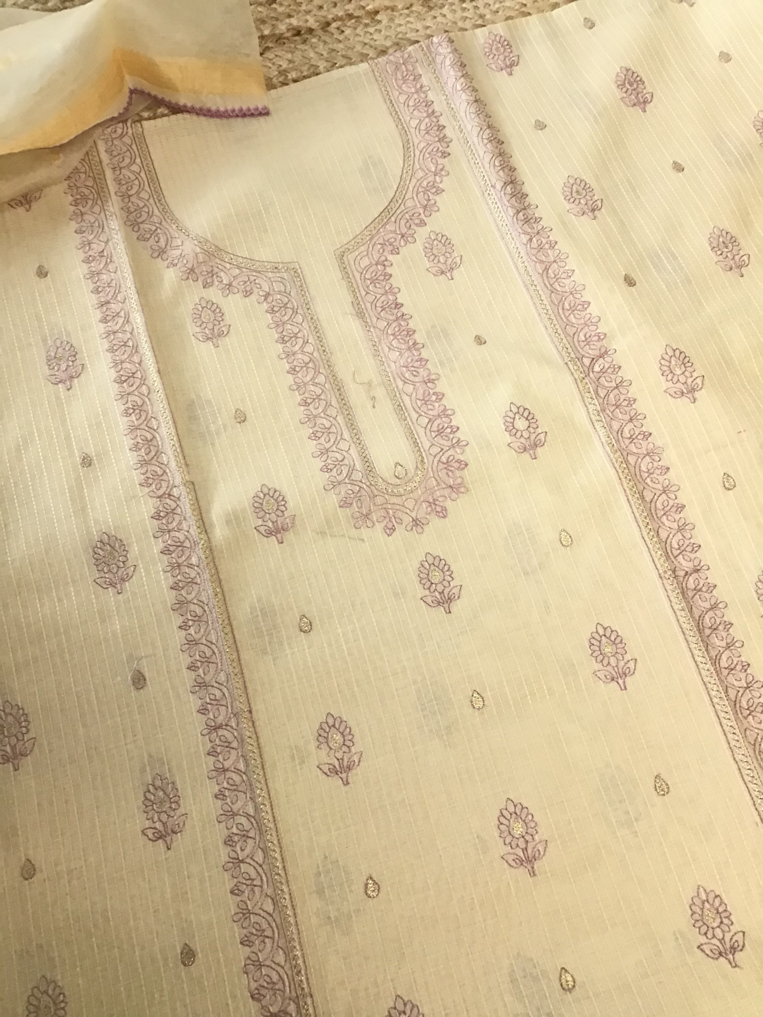 Soft Chanderi Embroidered Suit - BeigePink