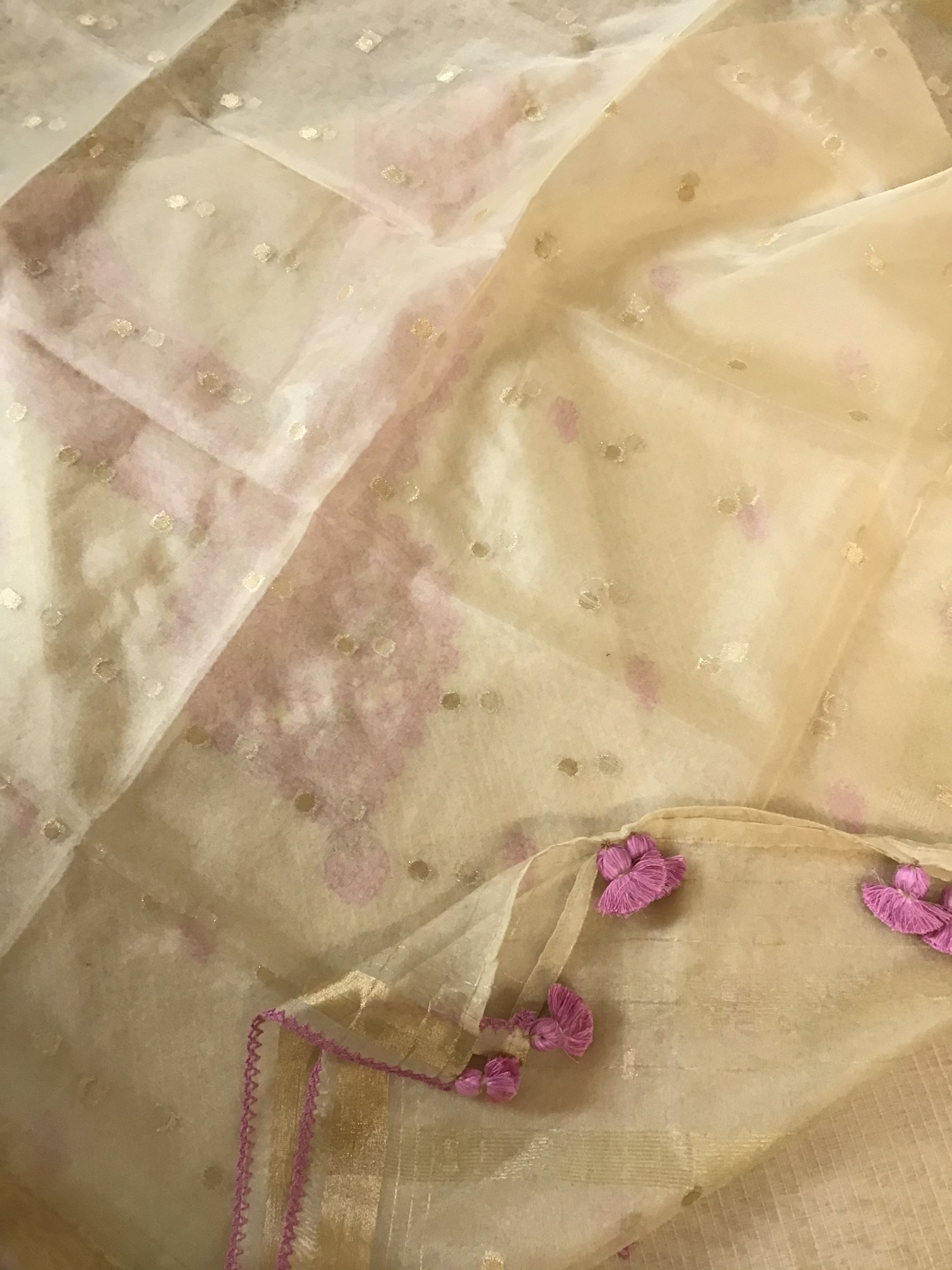 Soft Chanderi Embroidered Suit - BeigePink