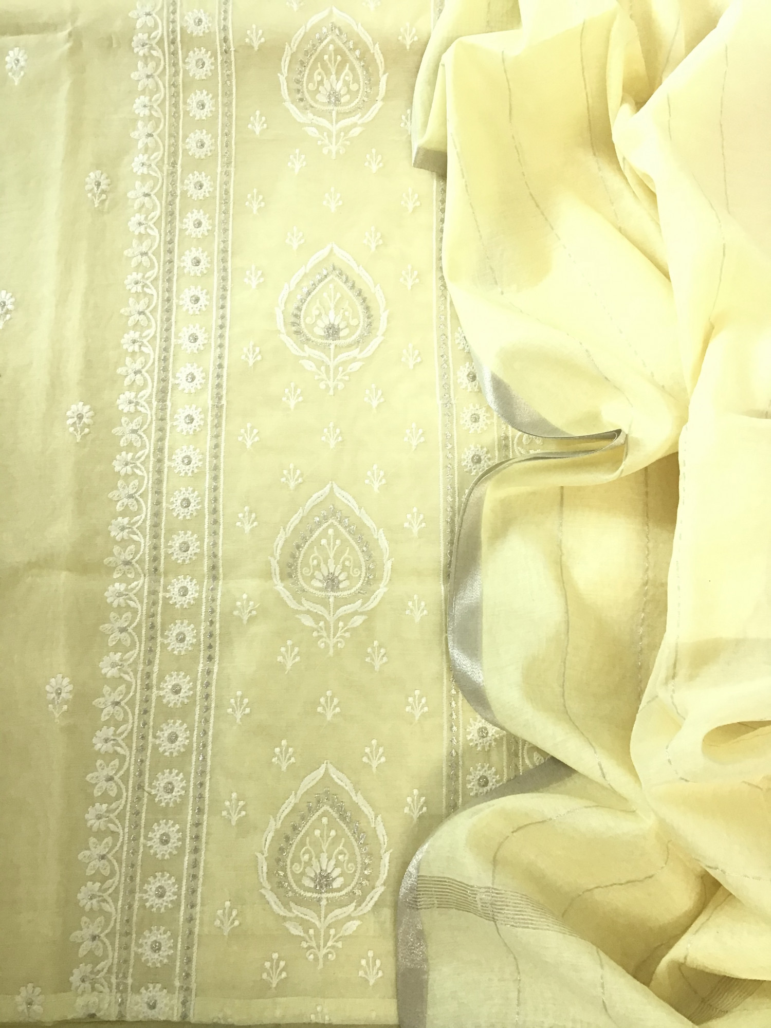 Soft Chanderi Embroidered Suit - Yellow