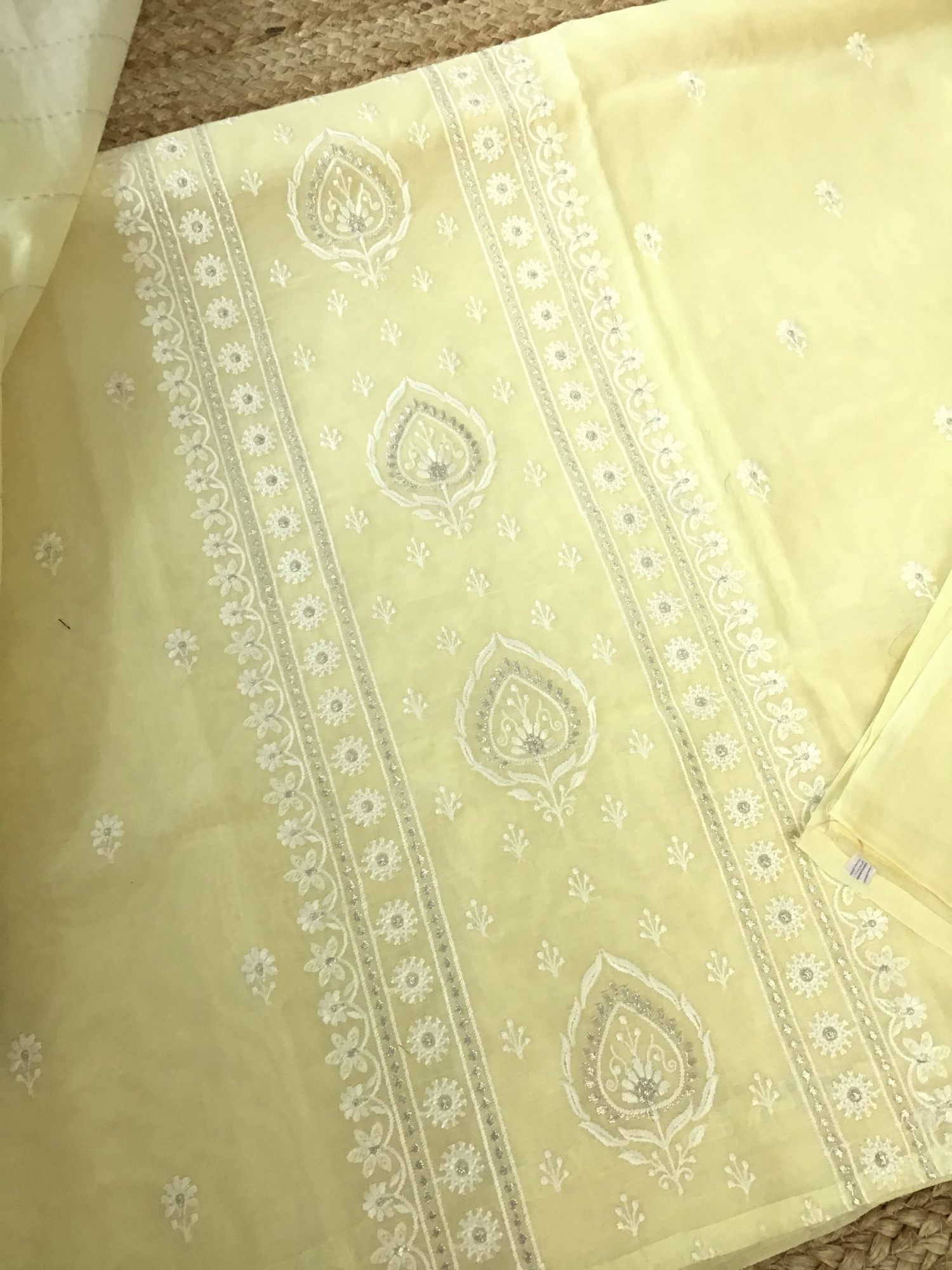 Soft Chanderi Embroidered Suit - Yellow