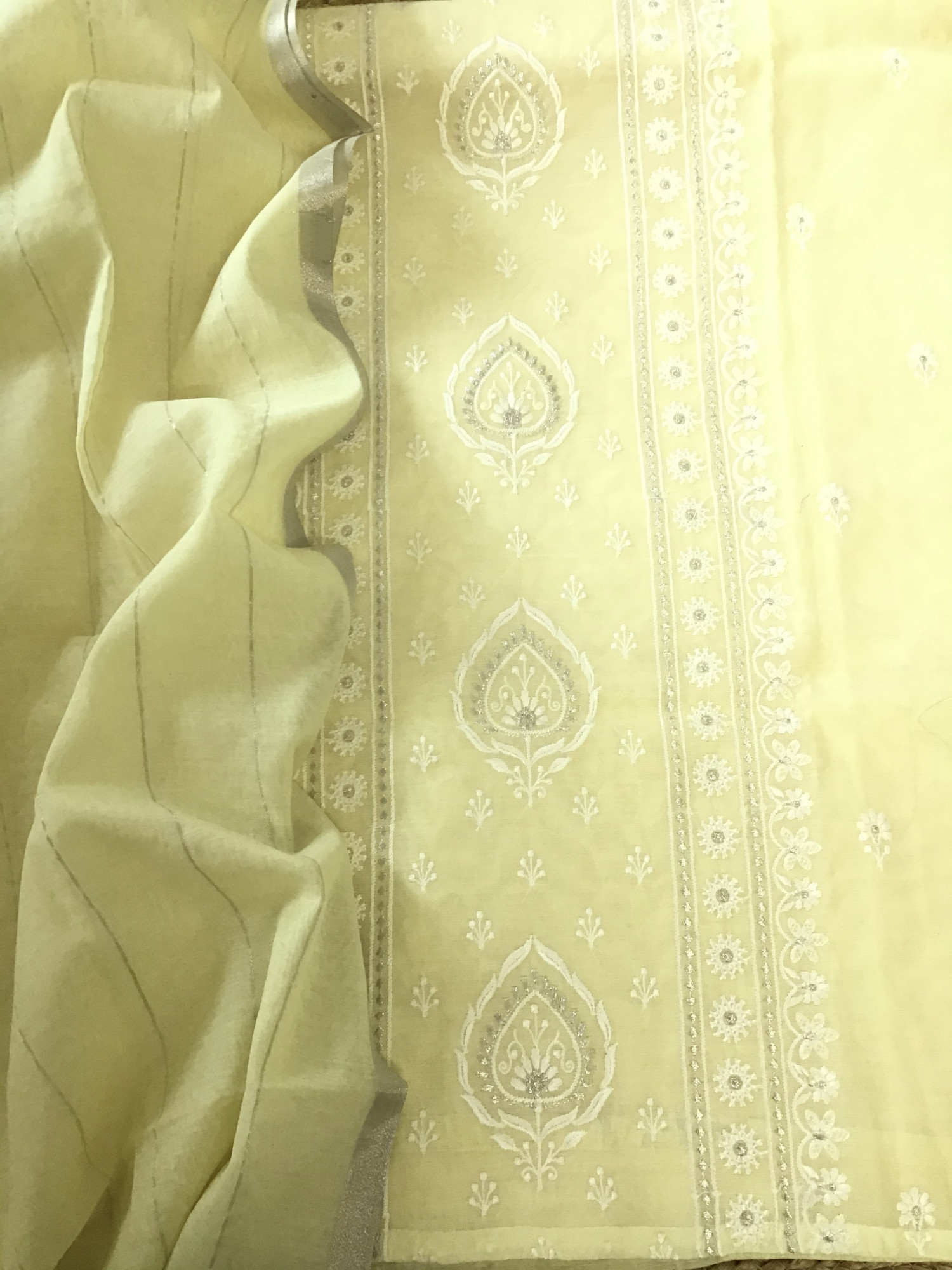 Soft Chanderi Embroidered Suit - Yellow