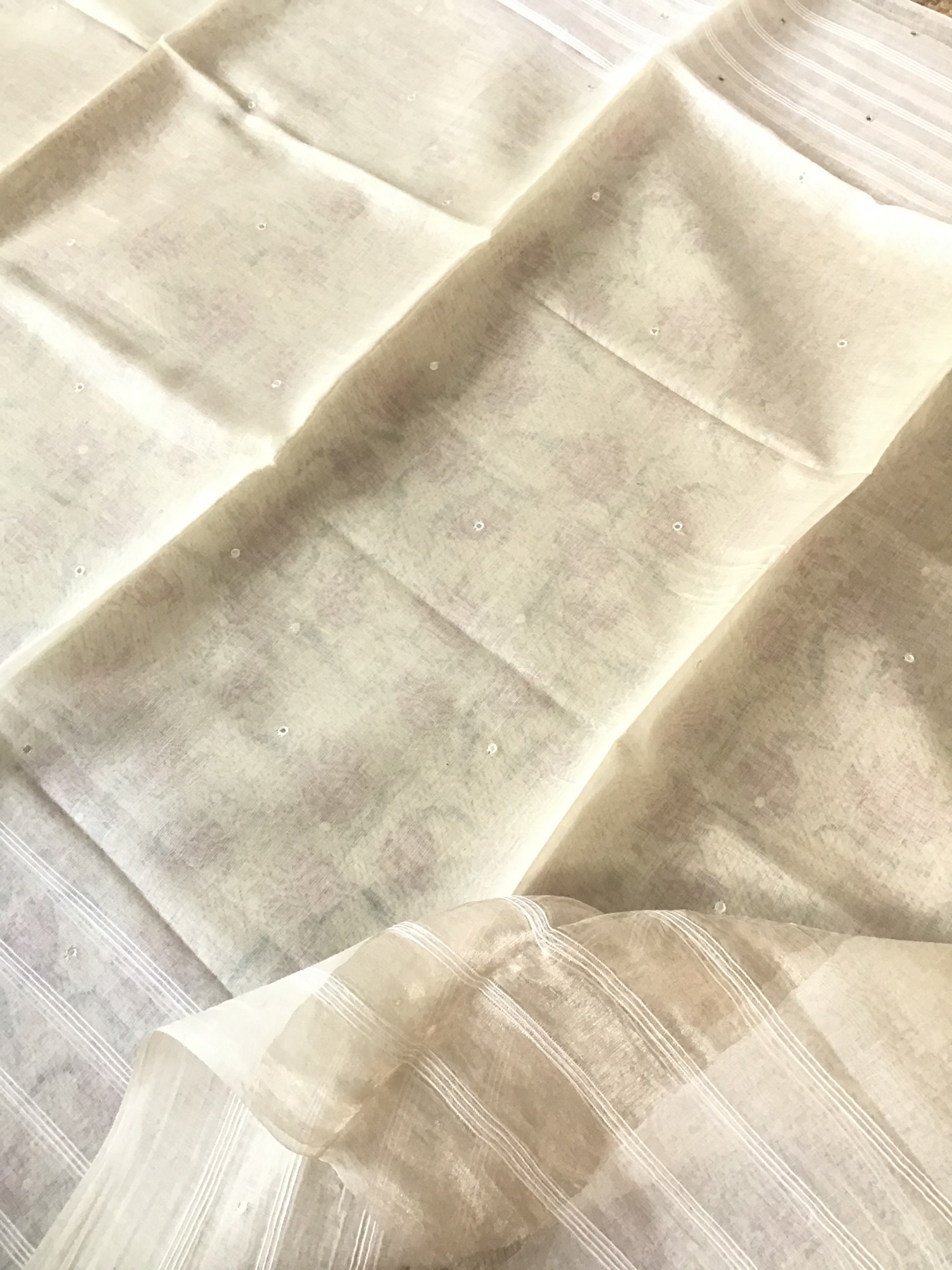 Pure Cotton Printed Self Weaved Suit - Beige