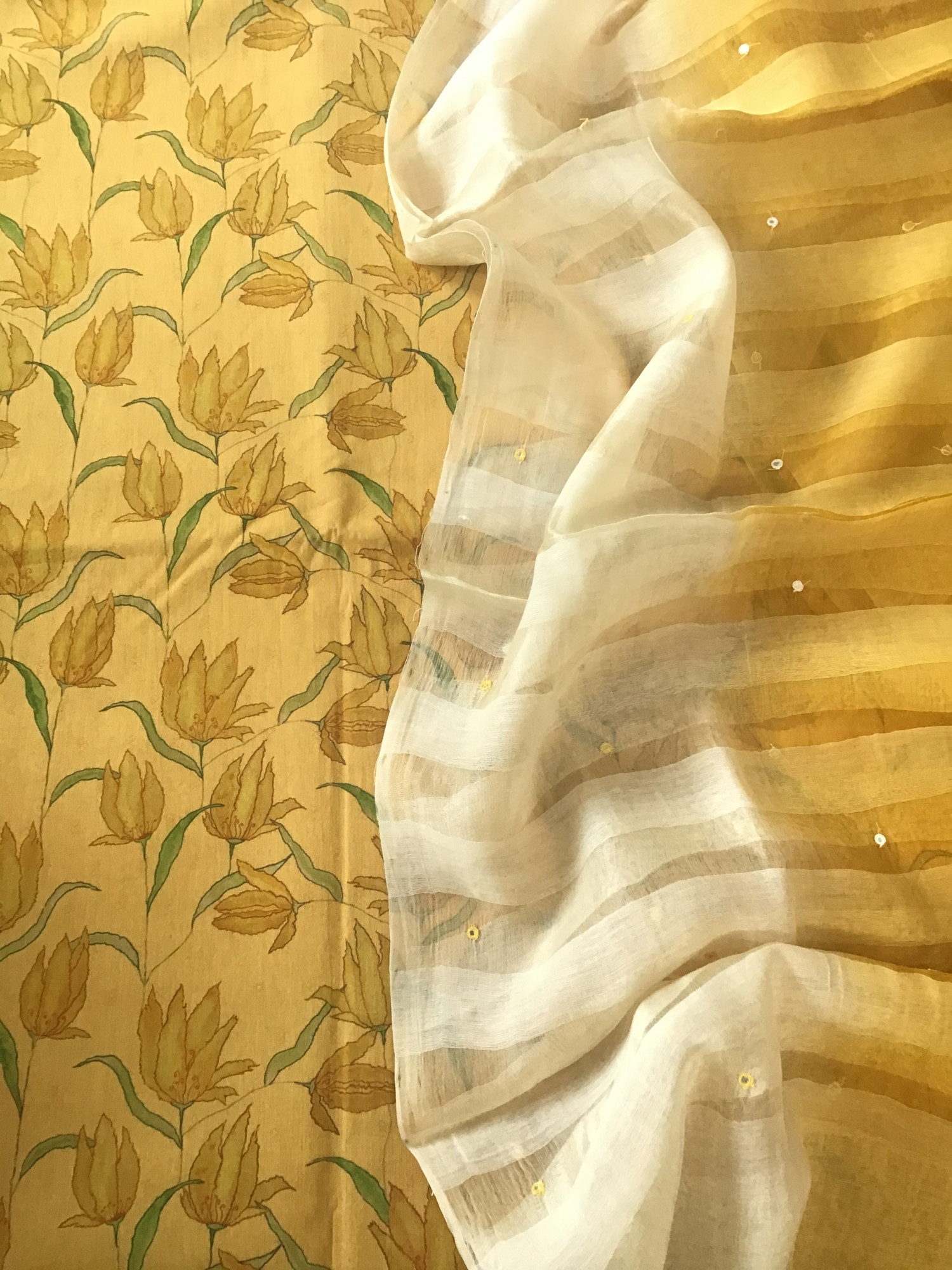 Pure Cotton Printed Self Weaved Suit - Yellow