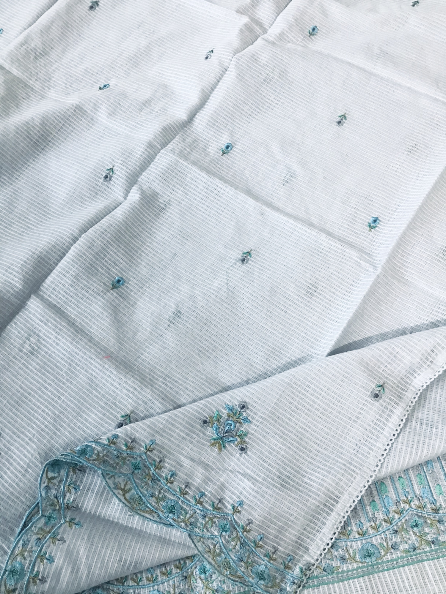 Pure Kota Cotton Embroidered Suit - Grey