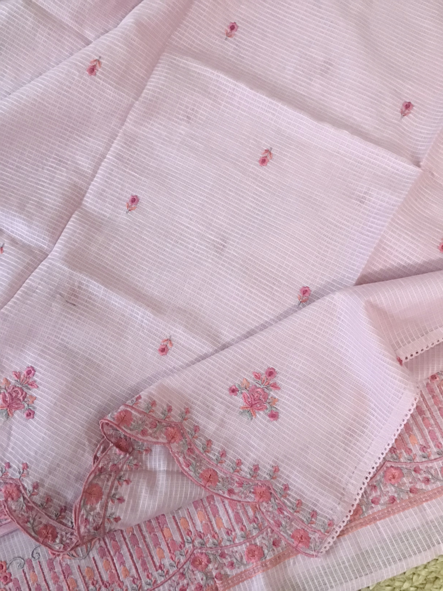 Pure Kota Cotton Embroidered Suit - Pink