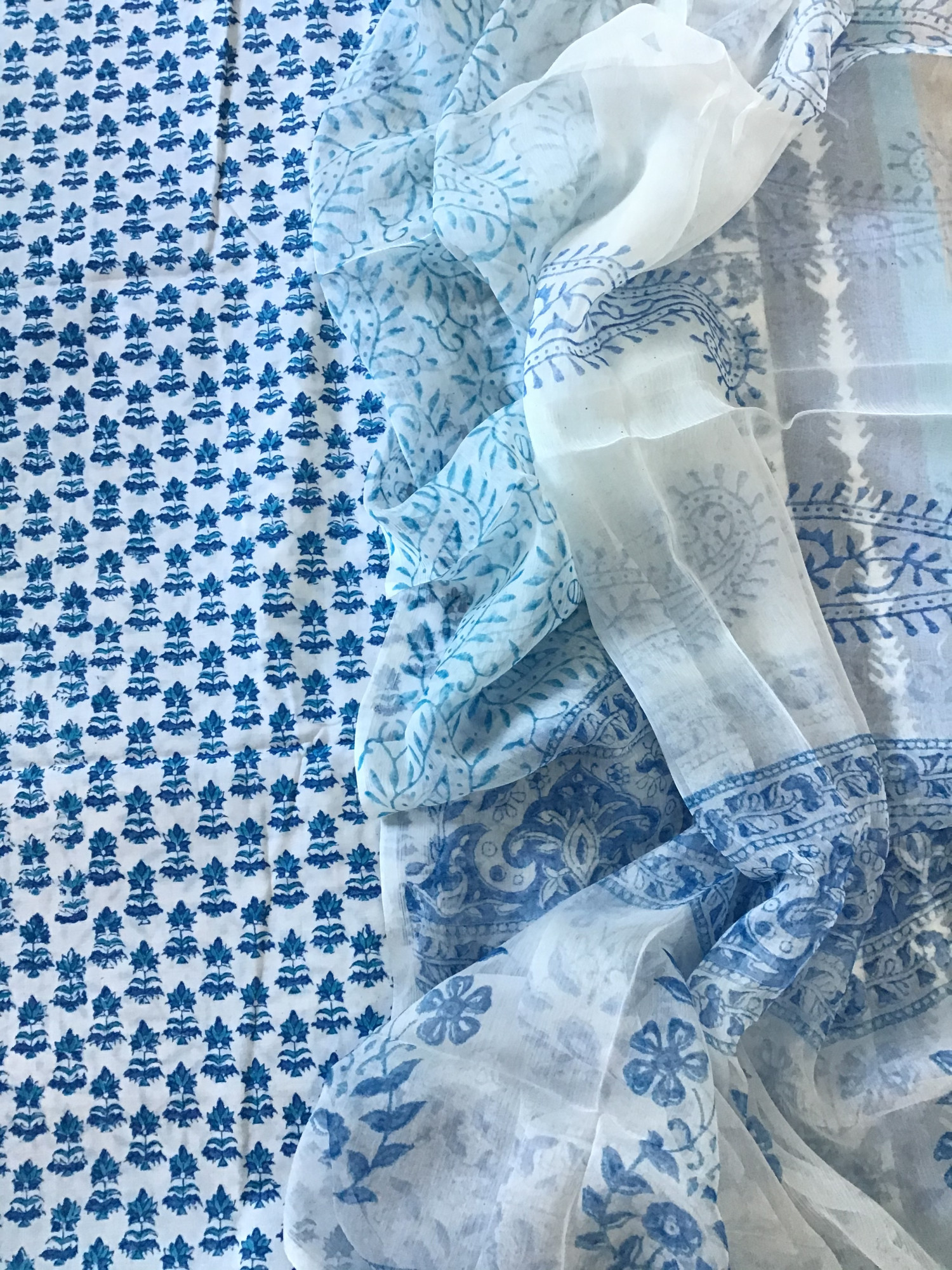 Pure Cotton Printed Suit - Blue