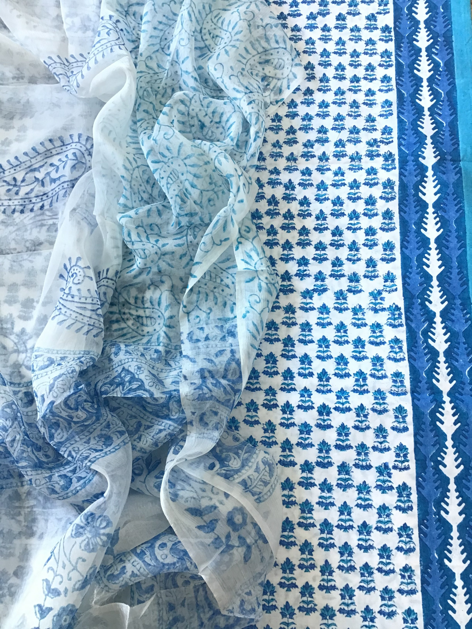 Pure Cotton Printed Suit - Blue