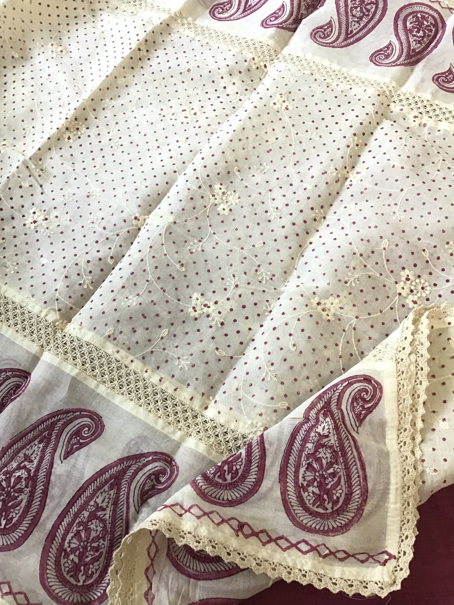 Pure Cotton Embroidered Suit - Magenta